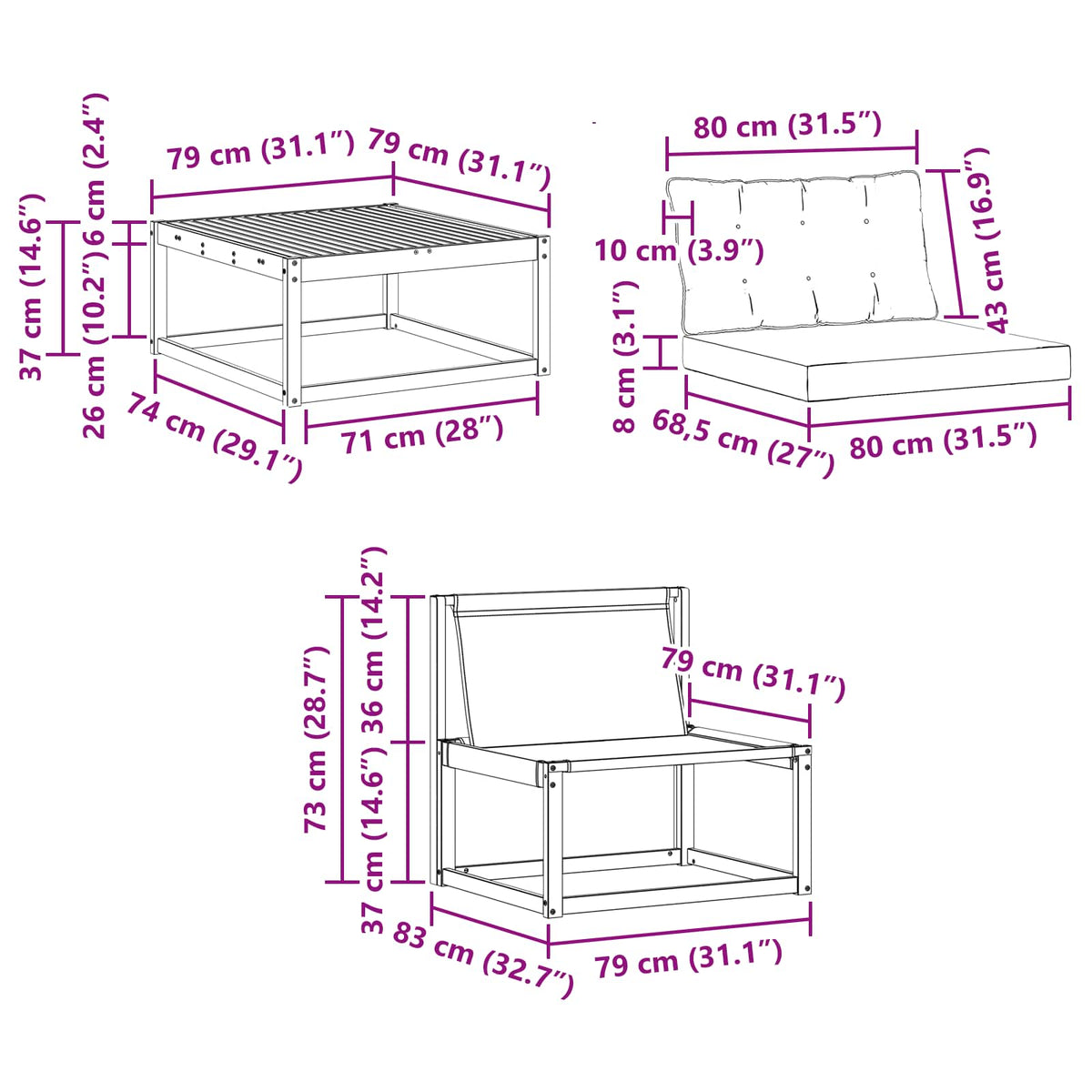 Set vanjskih sofa 8 kom. Bijela i svjetlosiva