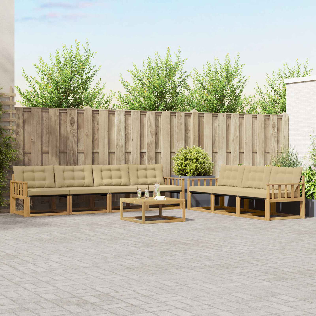 Set vanjskih sofa 8 kom. Bijela i bež