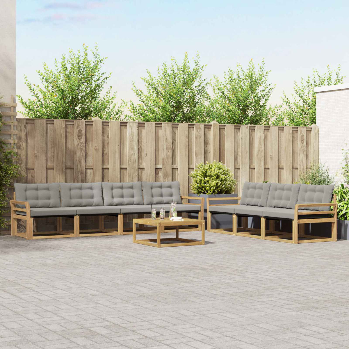 Set vanjskih sofa 8 kom. Bijela i svjetlosiva