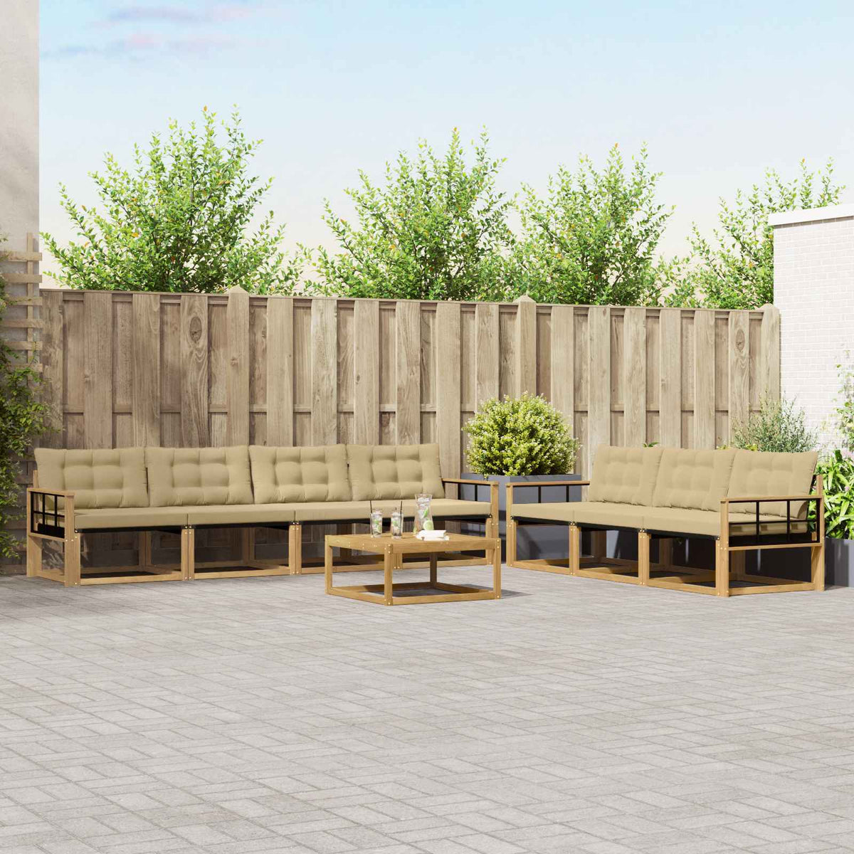 Set vanjskih sofa 8 kom. Bijela i bež