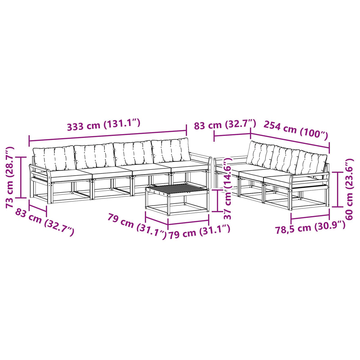 Set vanjskih sofa 8 kom. Bijela i bež