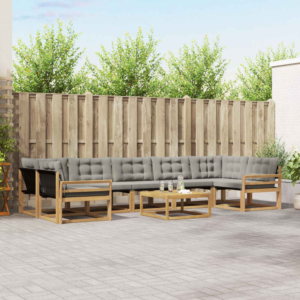 Set vanjskih sofa 8 kom. Bijela i svjetlosiva Smeđa 79 x 79 x 37 cm