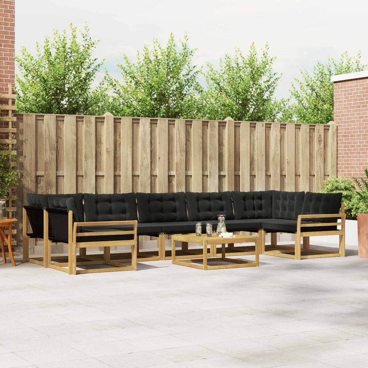 Set vanjskih sofa 8 kom. Bijela i crna Smeđa 79 x 79 x 37 cm