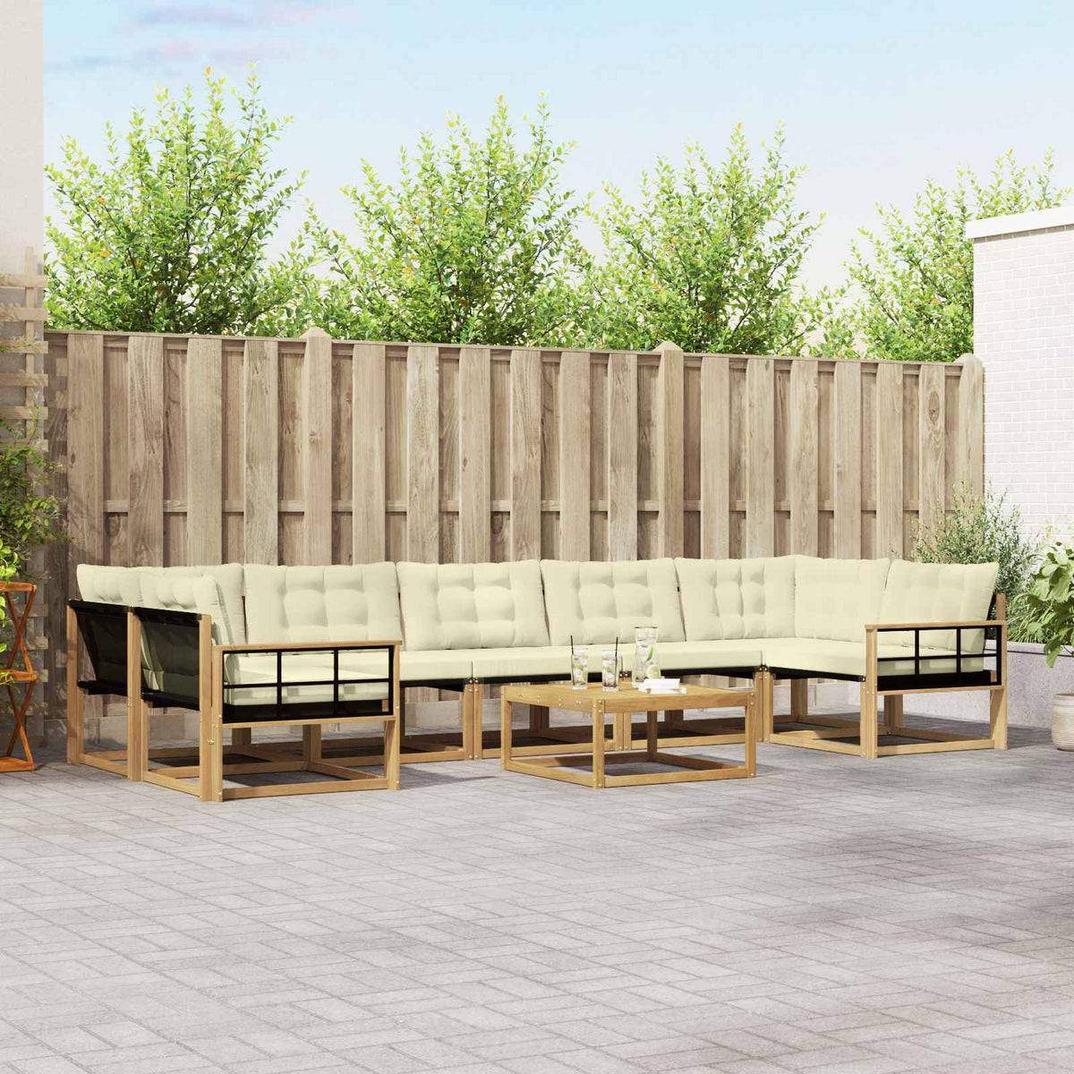 Set vanjskih sofa 8 kom. Bijela i krem Smeđa 79 x 79 x 37 cm