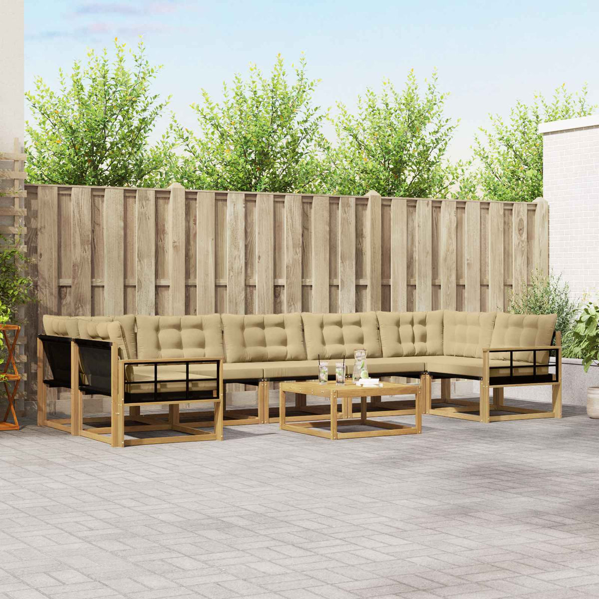 Set vanjskih sofa 8 kom. Bijela i bež Smeđa 79 x 79 x 37 cm