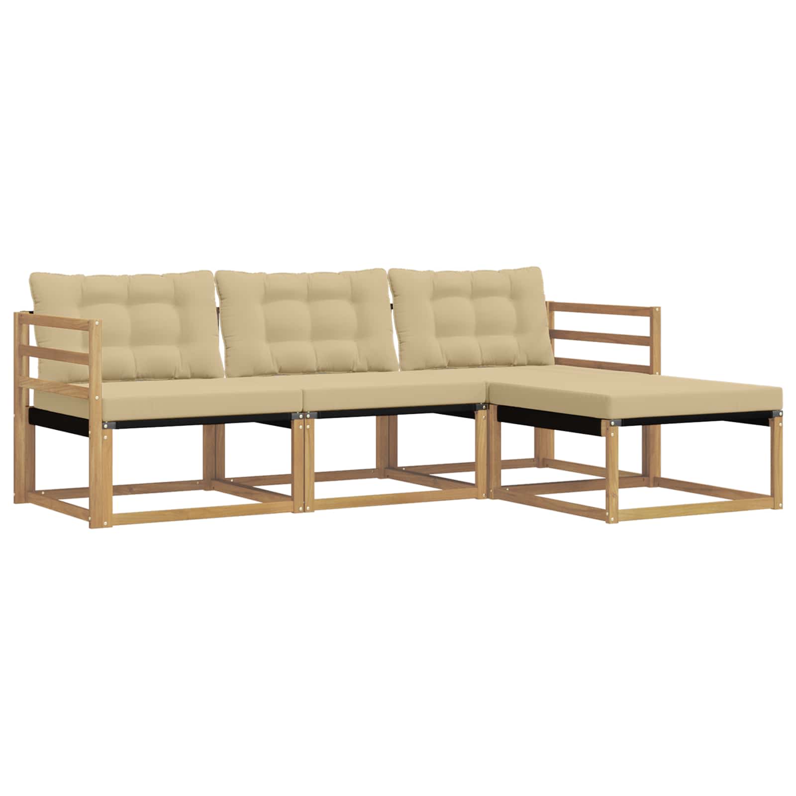 Set vanjskih sofa s jastukom 4 pcs Bijela i bež