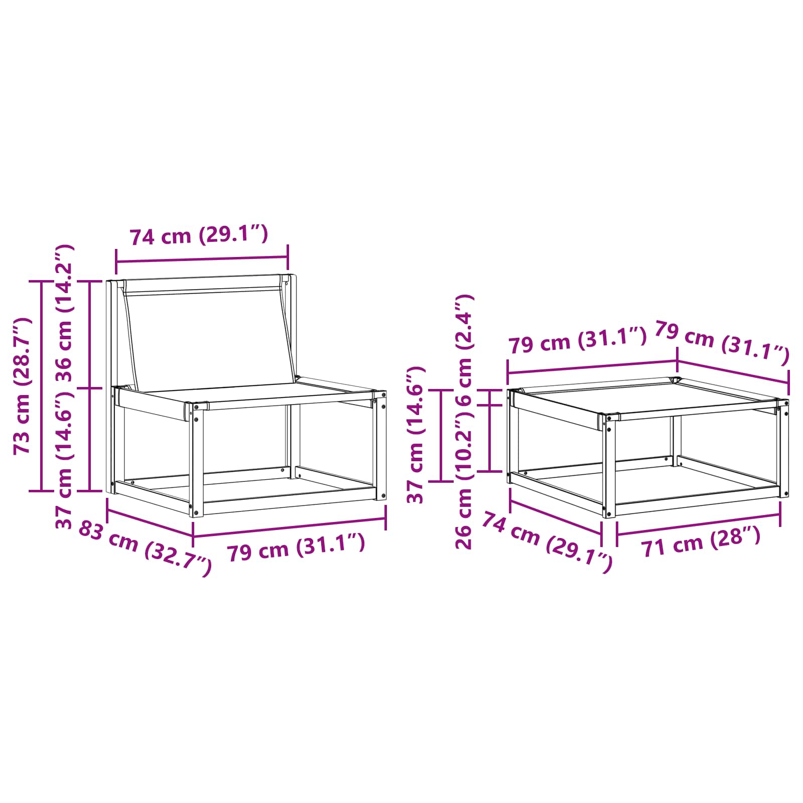 Set vanjskih sofa s jastukom 4 pcs Bijela i bež