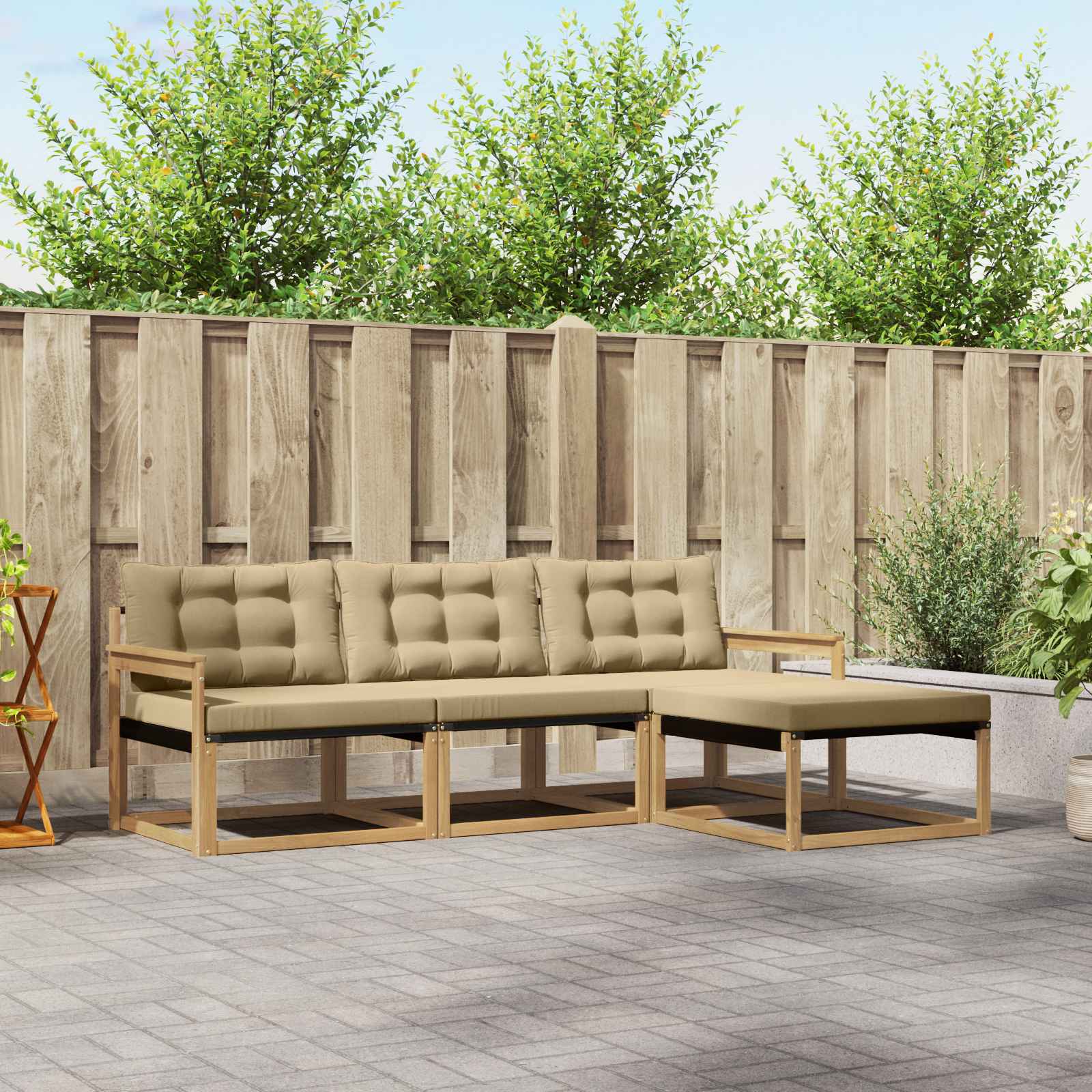 Set vanjskih sofa s jastukom 4 pcs Bijela i bež
