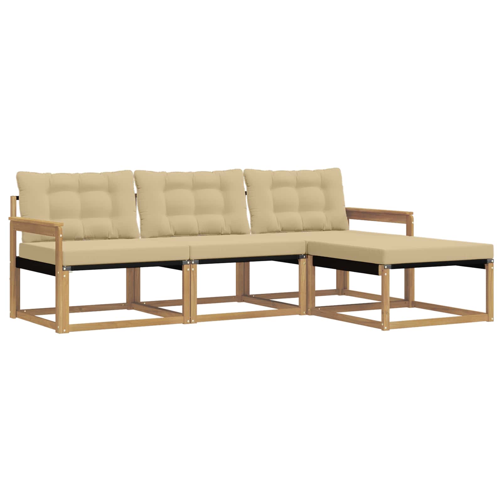 Set vanjskih sofa s jastukom 4 pcs Bijela i bež