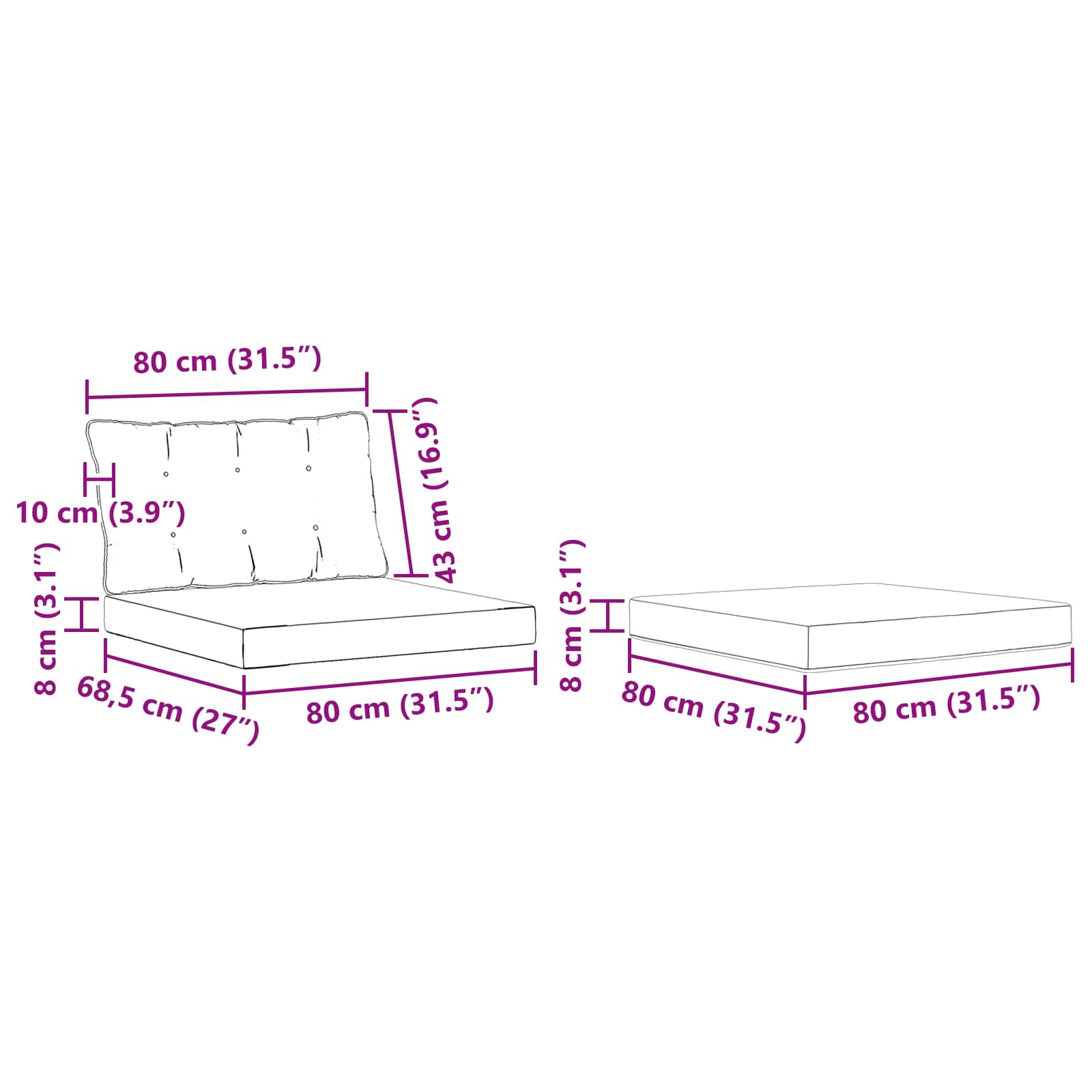 Set vanjskih sofa s jastukom 4 pcs Bijela i bež