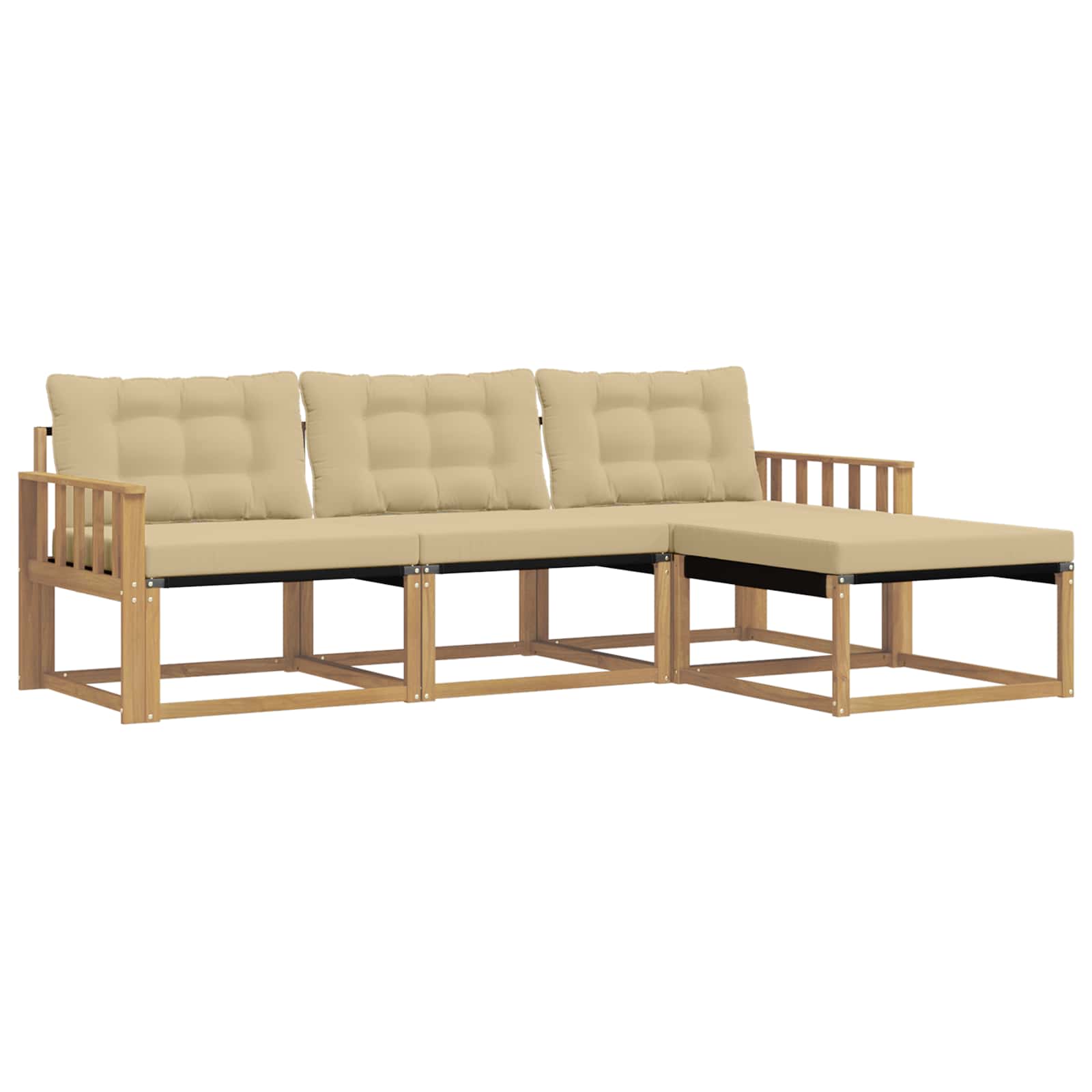 Set vanjskih sofa s jastukom 4 pcs Bijela i bež