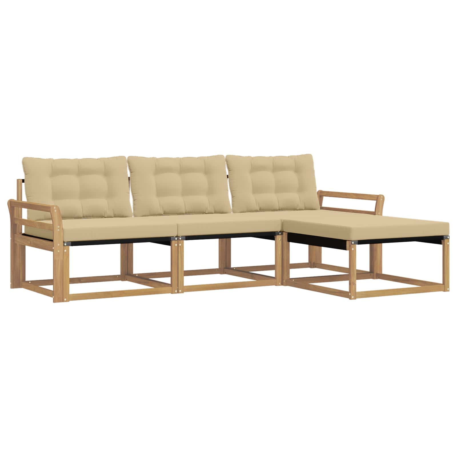 Set vanjskih sofa s jastukom 4 pcs Bijela i bež