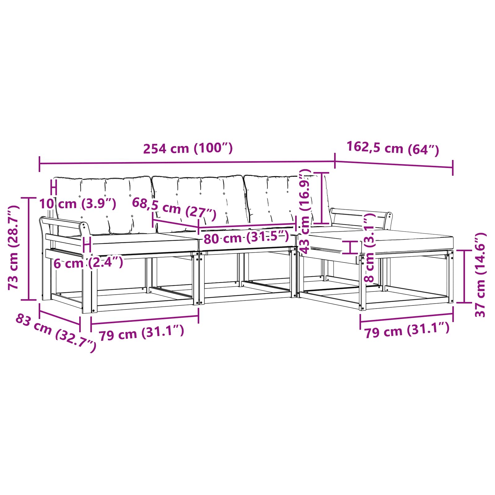 Set vanjskih sofa s jastukom 4 pcs Bijela i bež