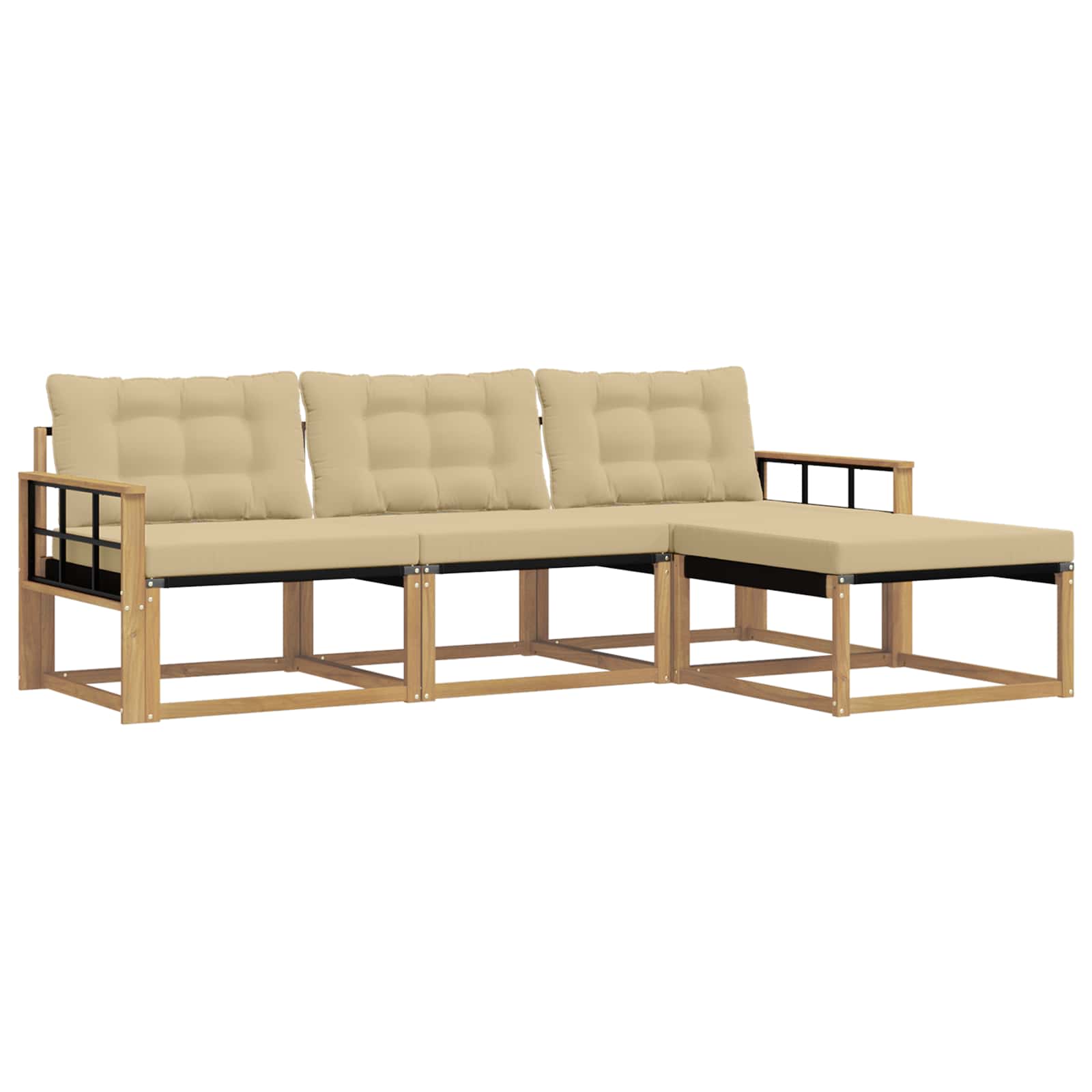 Set vanjskih sofa s jastukom 4 pcs Bijela i bež