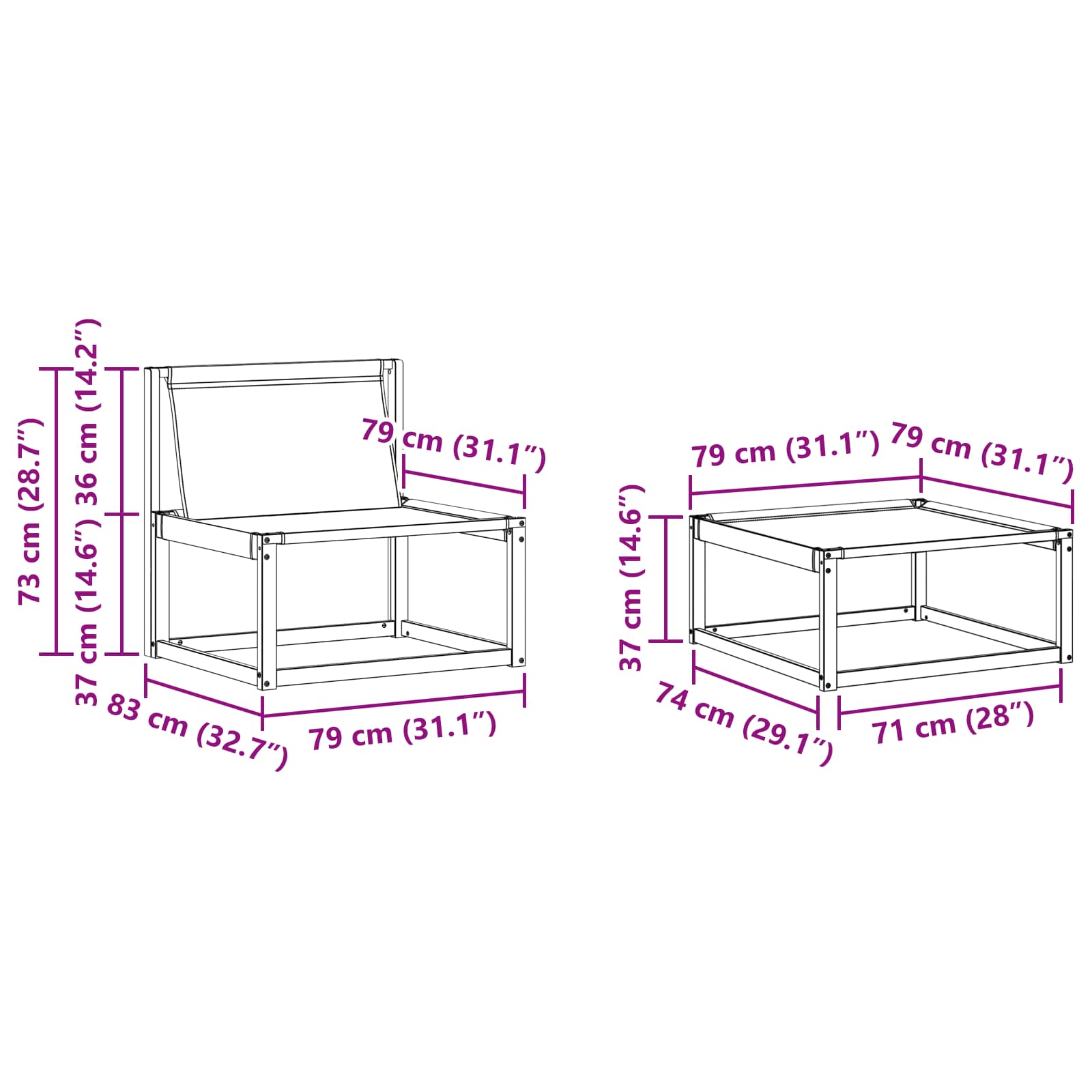 Set vanjskih sofa s jastukom 5 pcs Bijela i crna