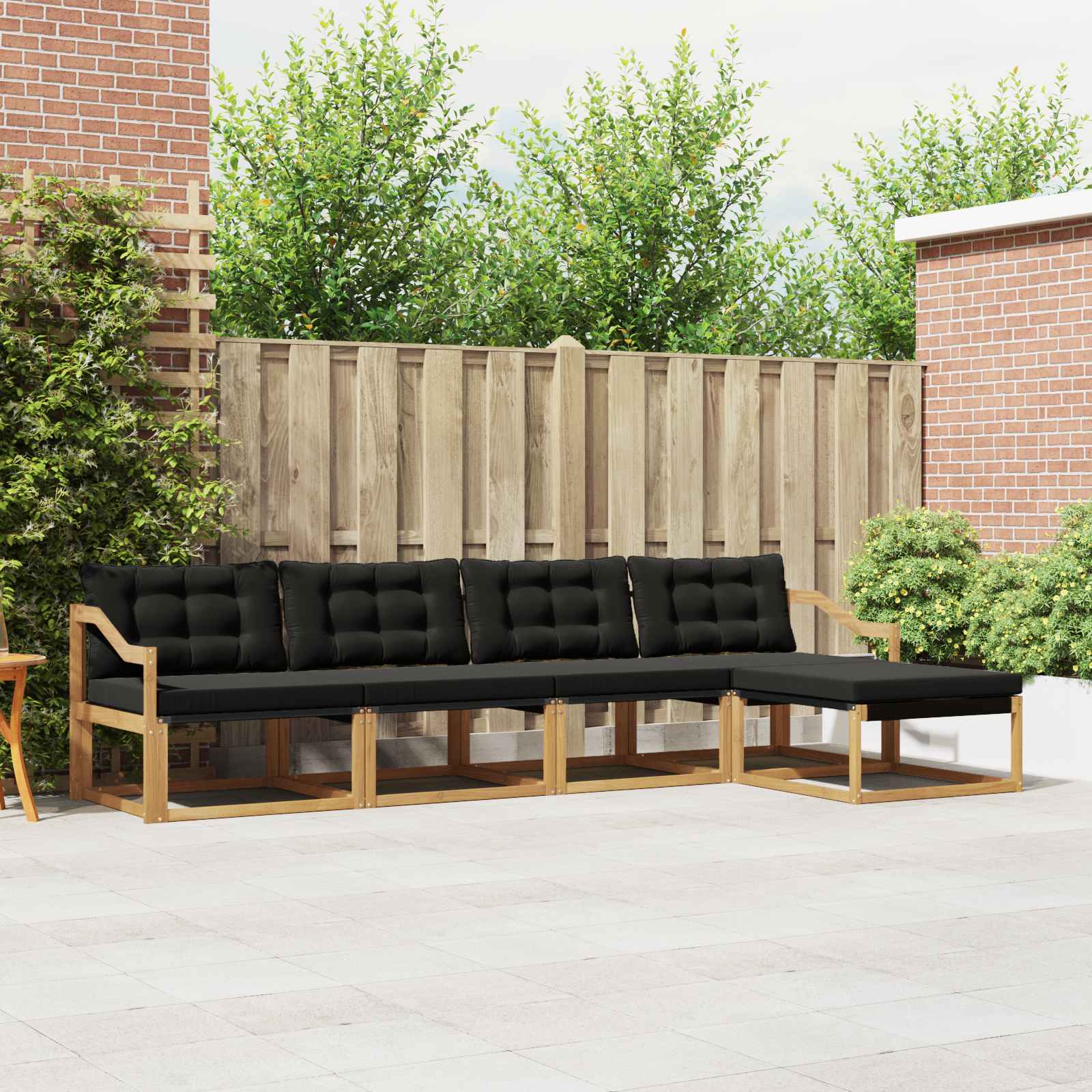 Set vanjskih sofa s jastukom 5 pcs Bijela i crna