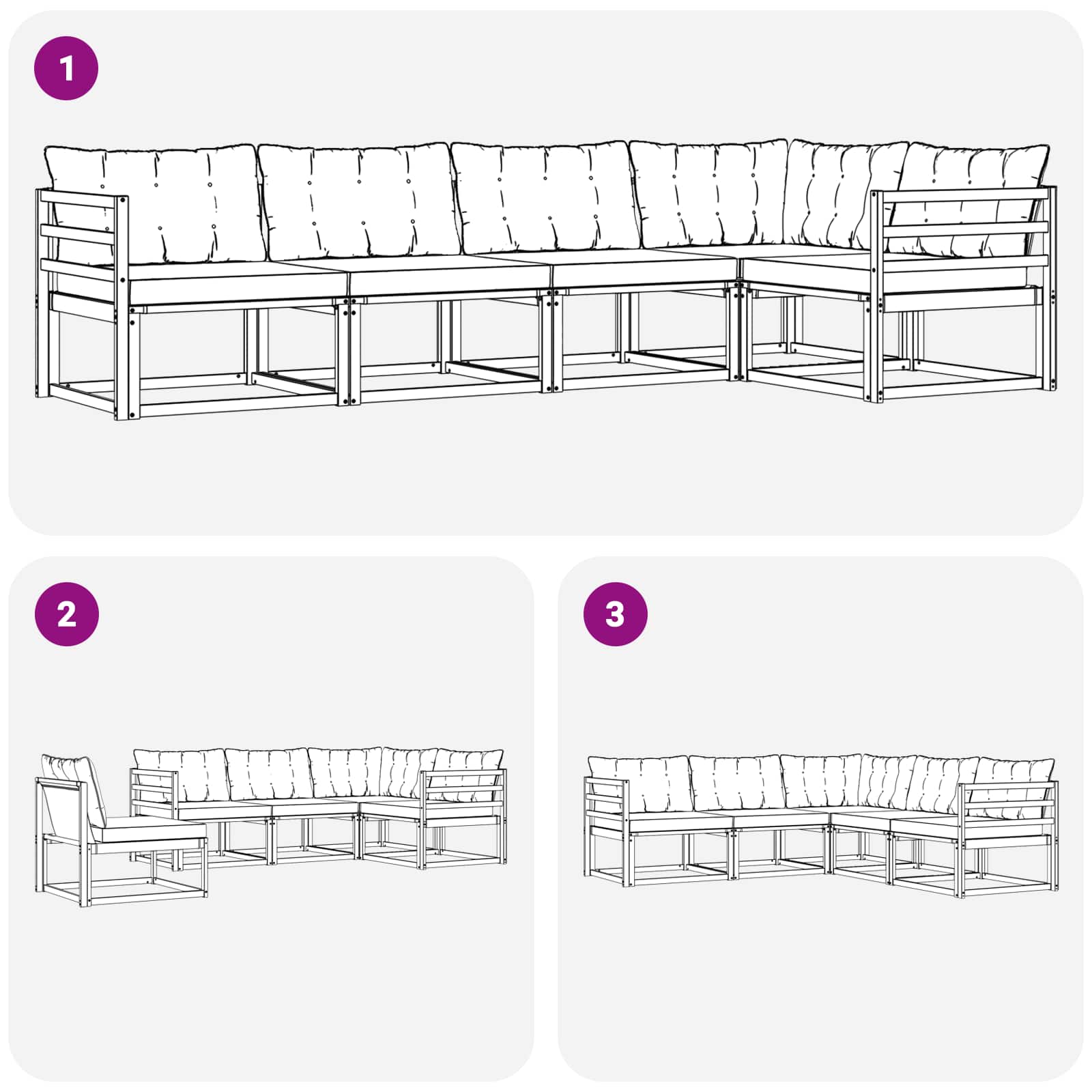 Set vanjskih sofa s jastukom 5 pcs Bijela i crna