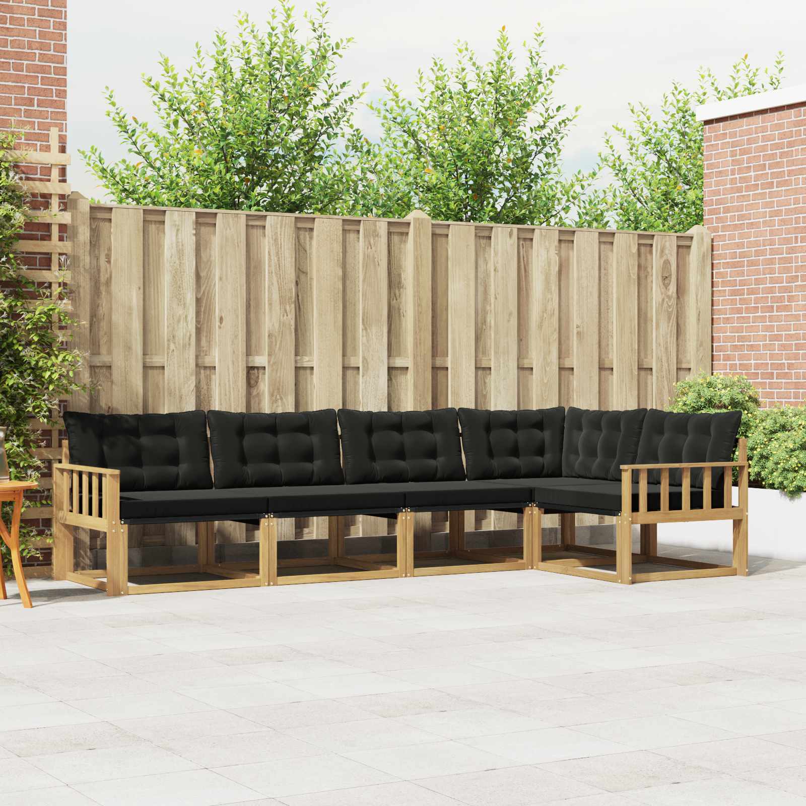 Set vanjskih sofa s jastukom 5 pcs Bijela i crna