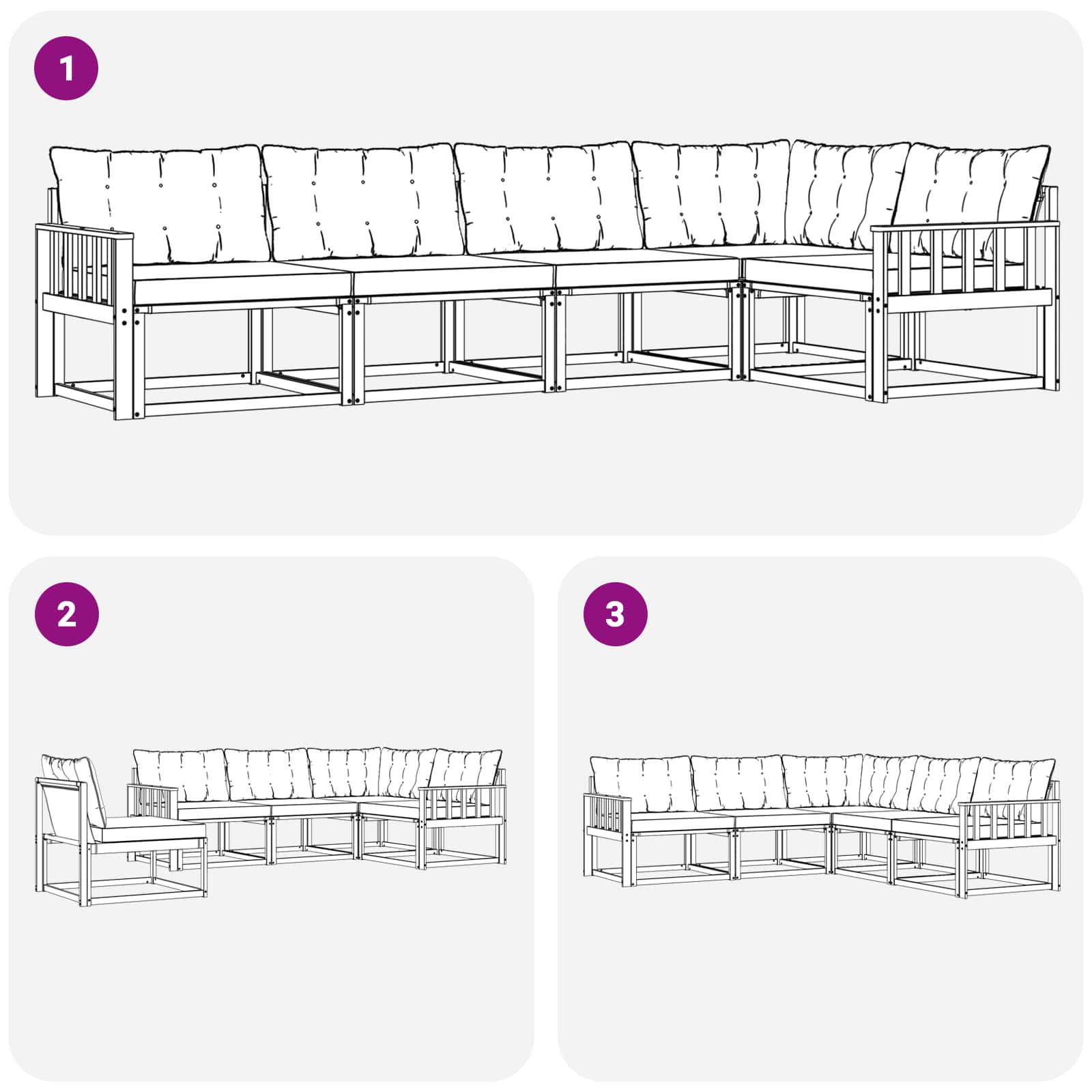 Set vanjskih sofa s jastukom 5 pcs Bijela i crna