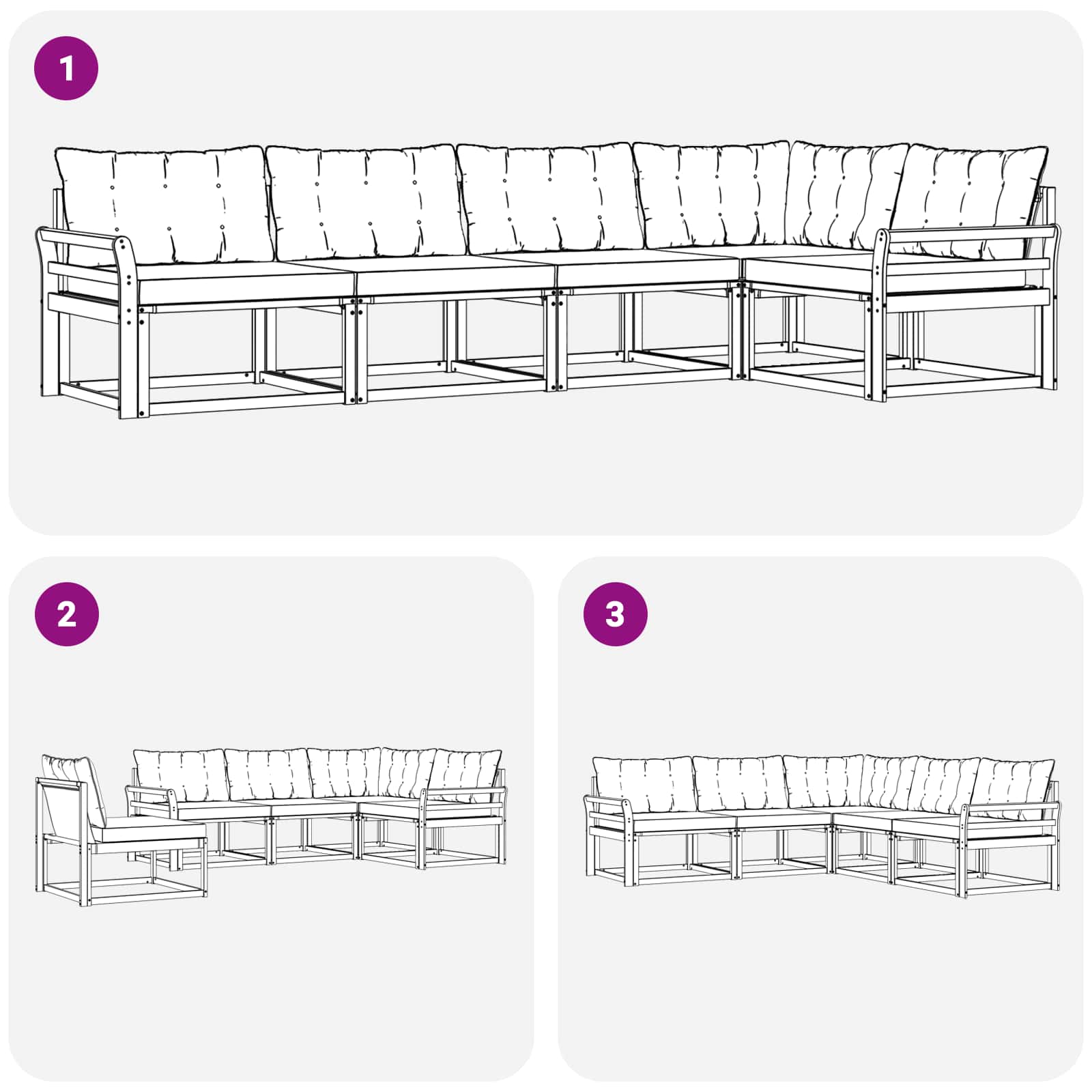 Set vanjskih sofa s jastukom 5 pcs Bijela i crna