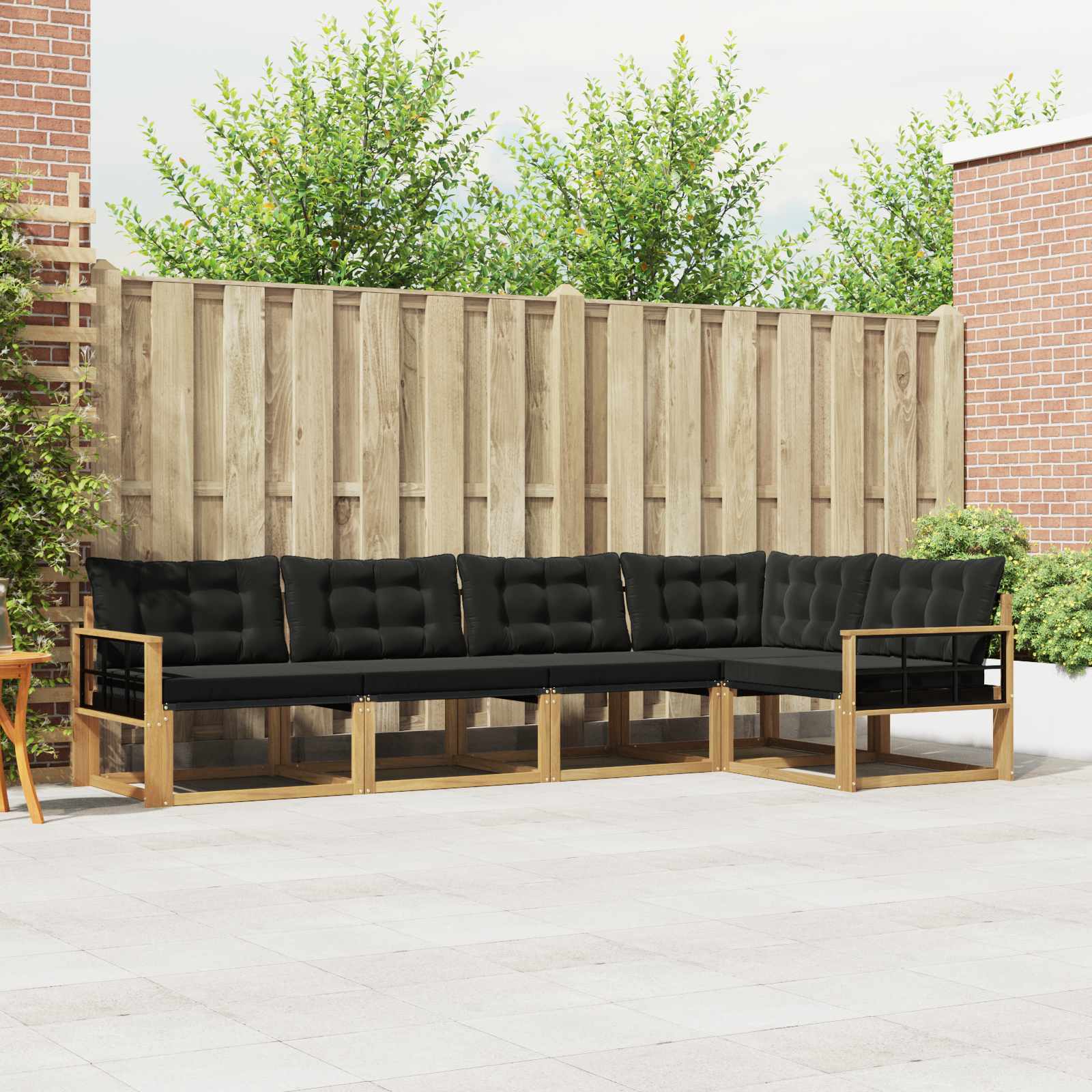 Set vanjskih sofa s jastukom 5 pcs Bijela i crna