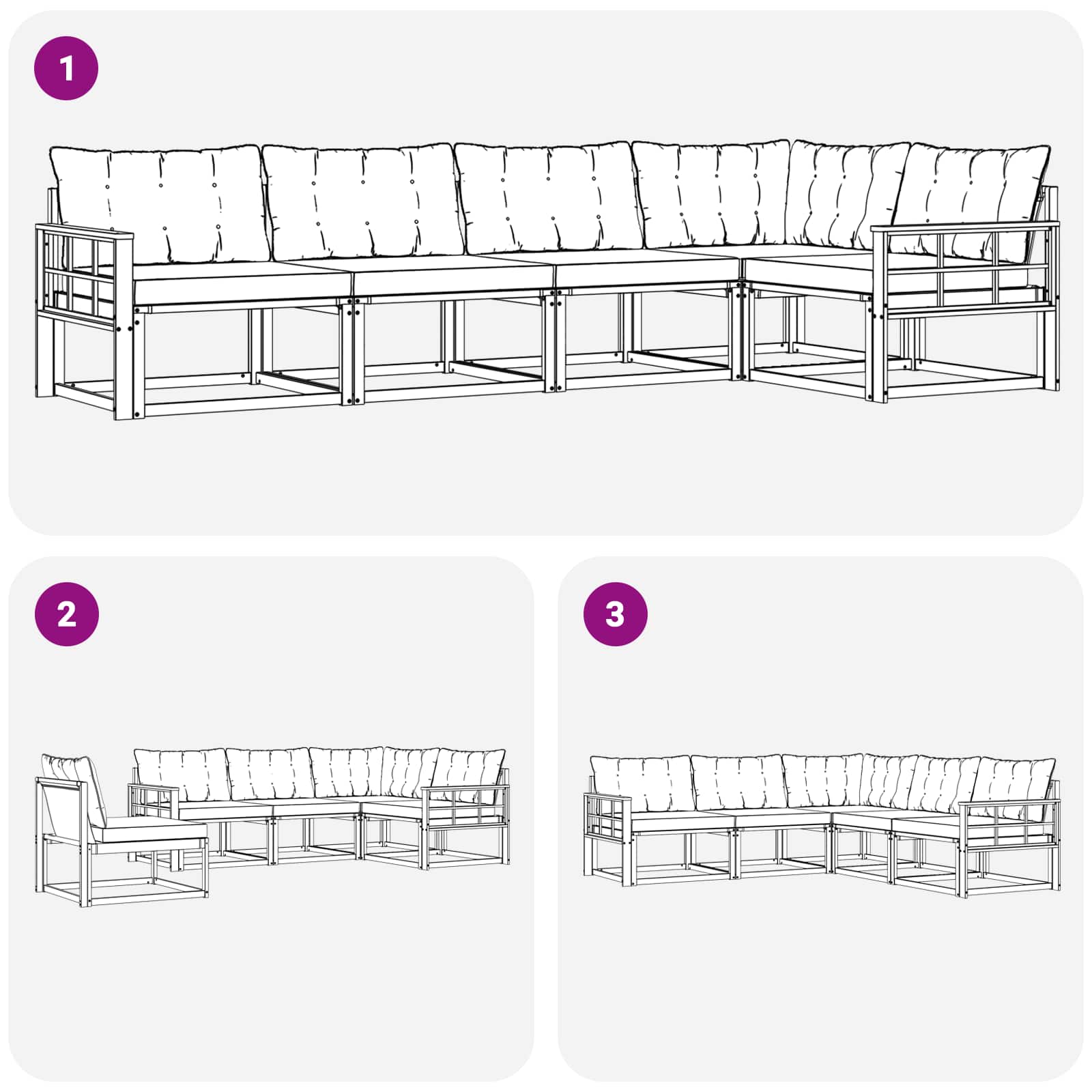 Set vanjskih sofa s jastukom 5 pcs Bijela i crna
