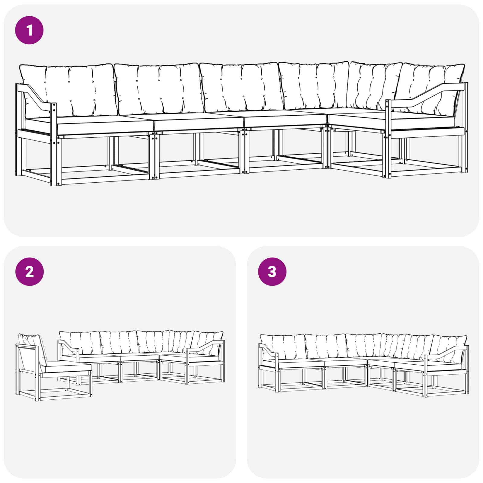 Set vanjskih sofa s jastukom 5 pcs Bijela i crna