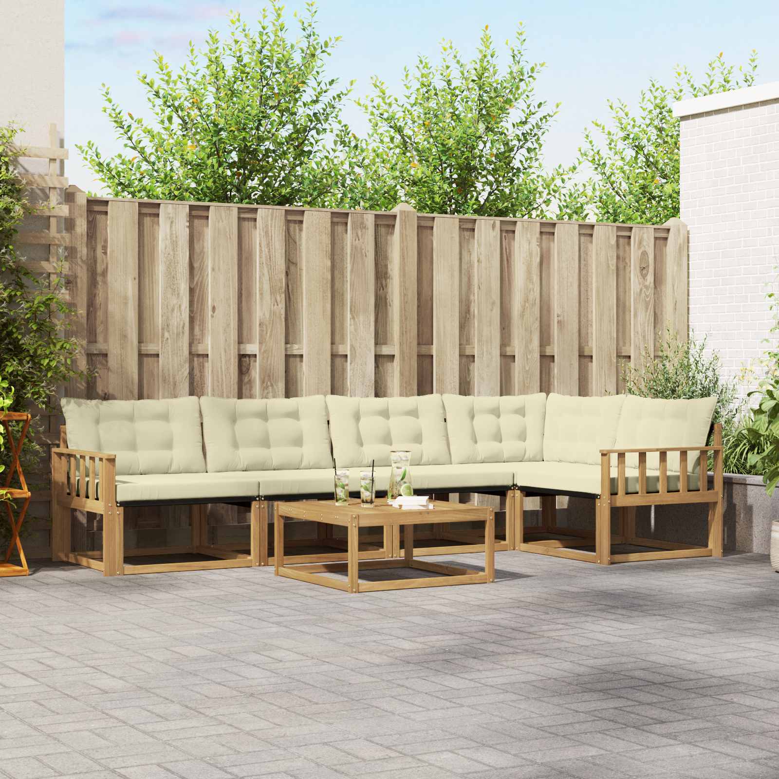 Set vanjskih sofa 6 pcs Bijela i krem