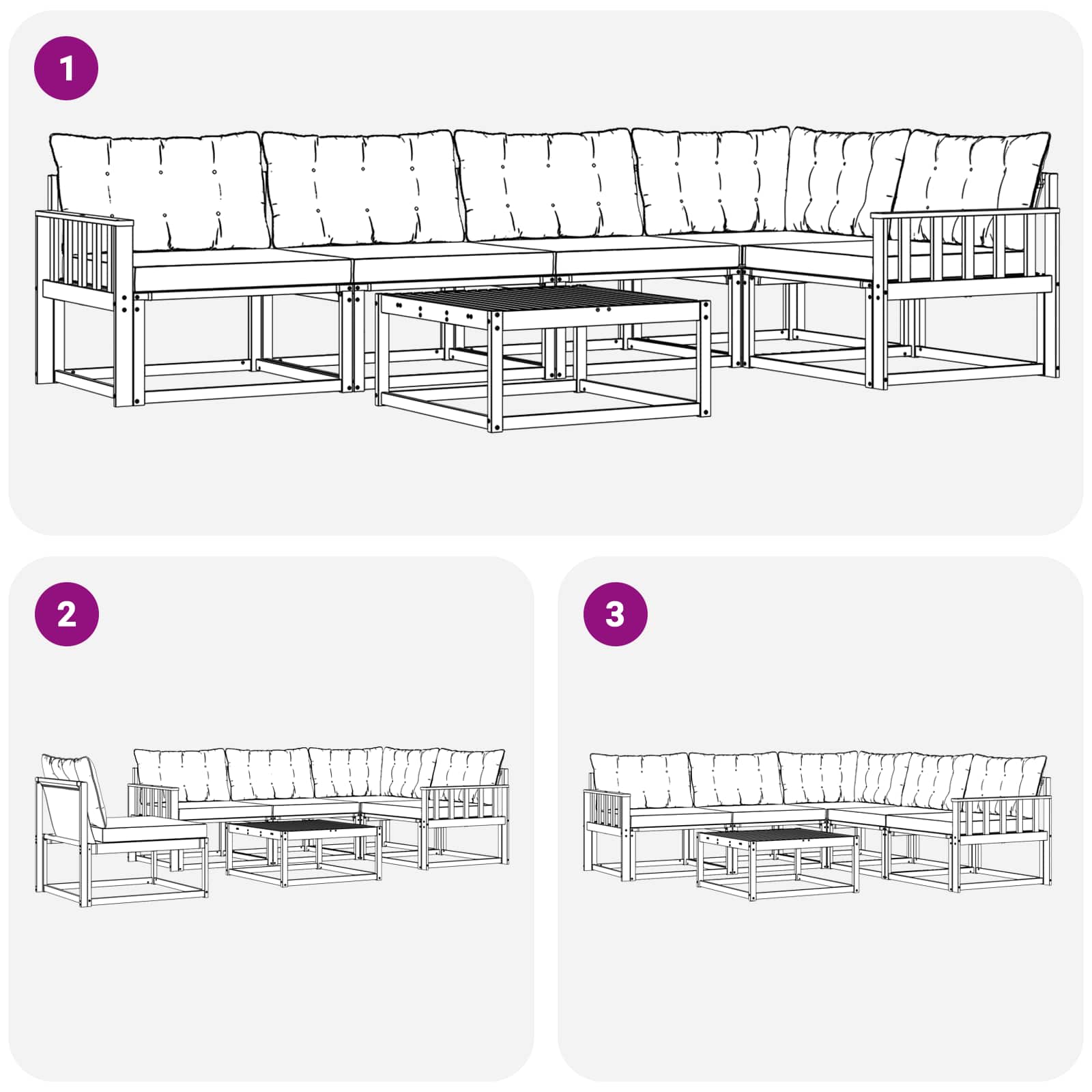Set vanjskih sofa 6 pcs Bijela i krem