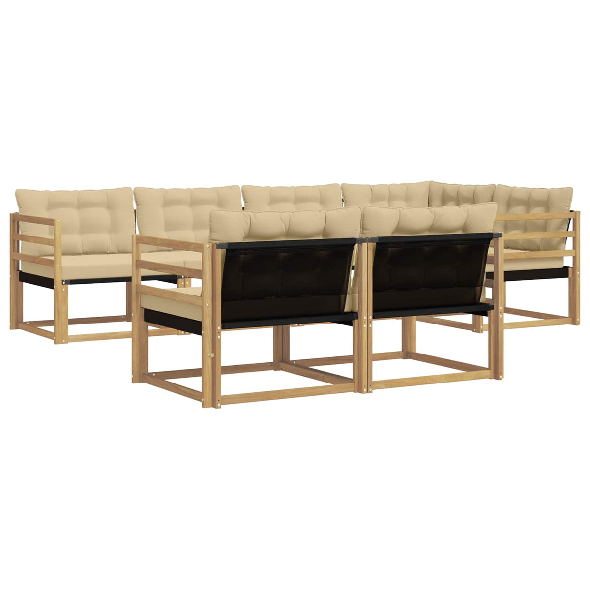 Set vanjskih sofa 7 kom. Bijela i bež Smeđa 325 x 166,5 x 73 cm
