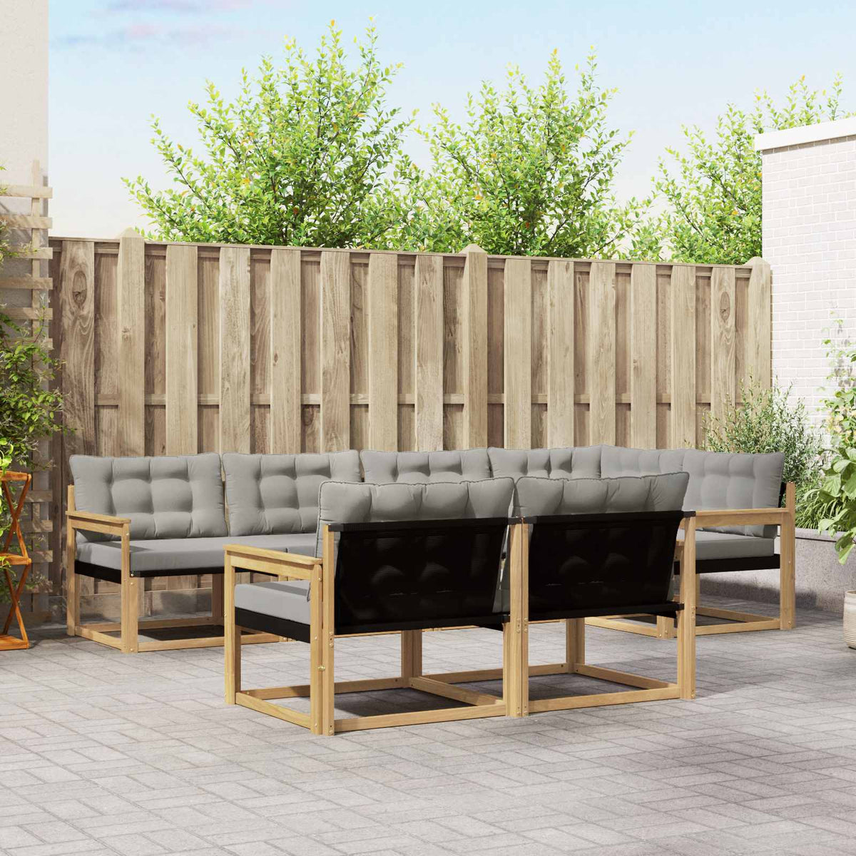 Set vanjskih sofa 7 kom. Bijela i svjetlosiva Smeđa 327 x 168,5 x 73 cm