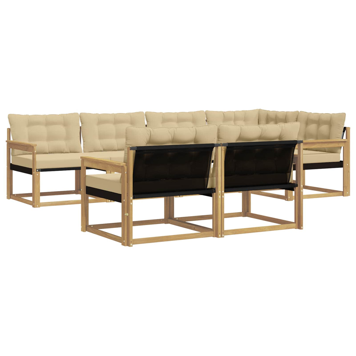 Set vanjskih sofa 7 kom. Bijela i bež Smeđa 327 x 168,5 x 73 cm