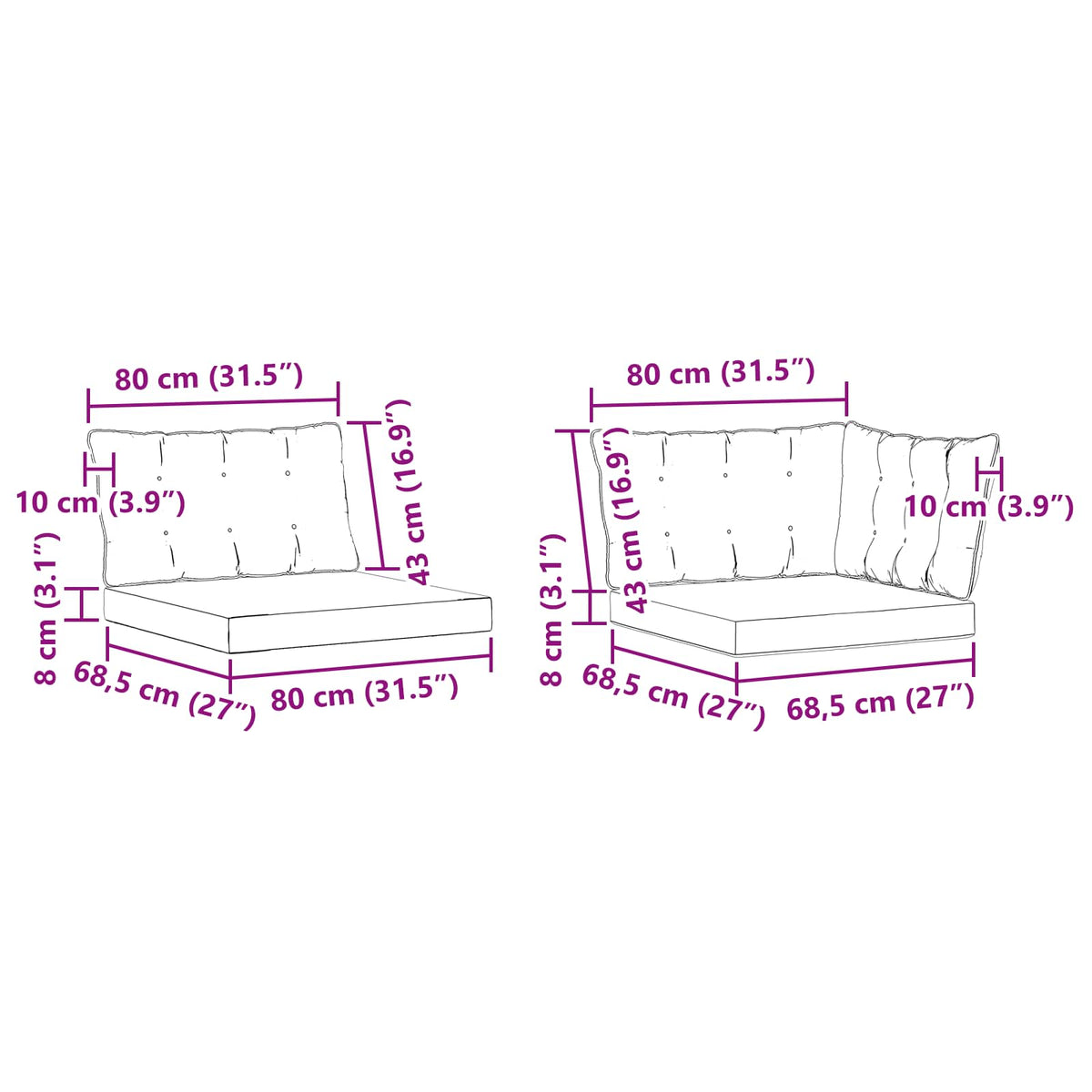 Set vanjskih sofa 7 kom. Bijela i bež Smeđa 327 x 168,5 x 73 cm