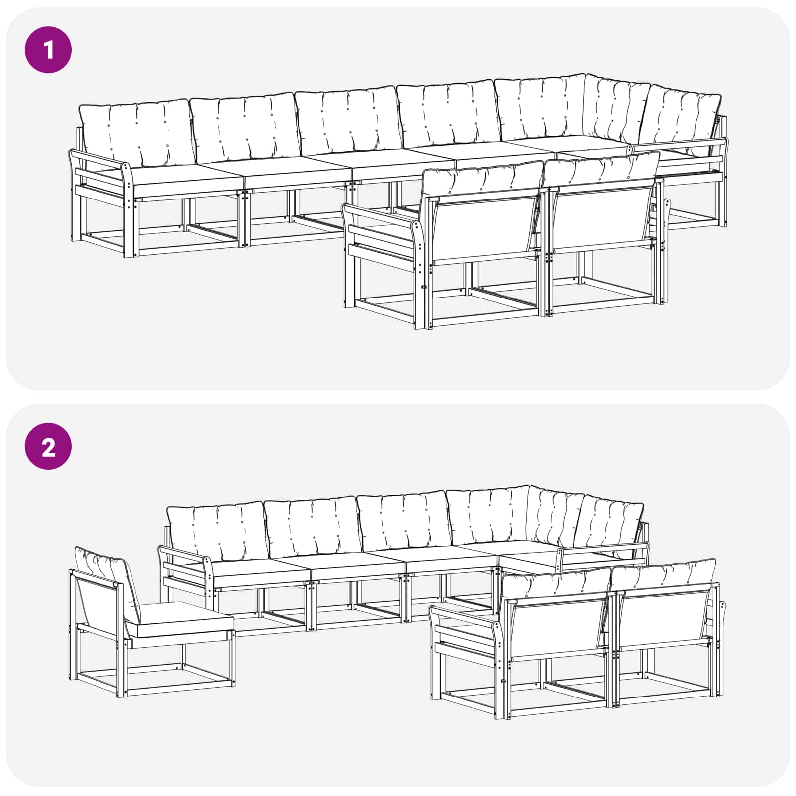 Set vanjskih sofa s jastukom 8 pcs Bijela i crna