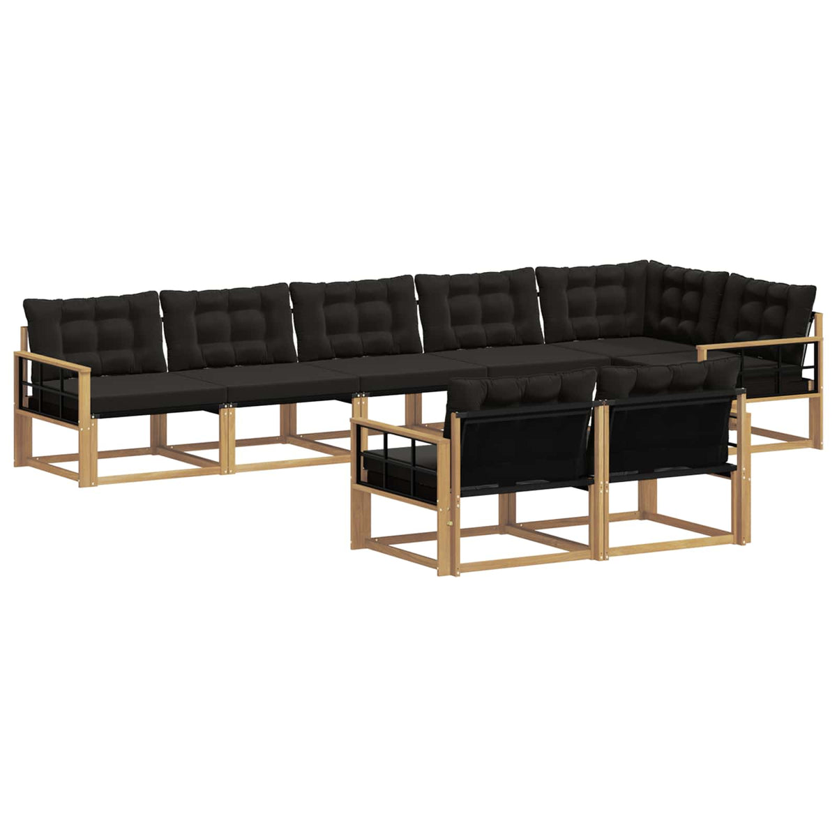 Set vanjskih sofa 8 kom. Bijela i crna Smeđa 406 x 168,5 x 73 cm