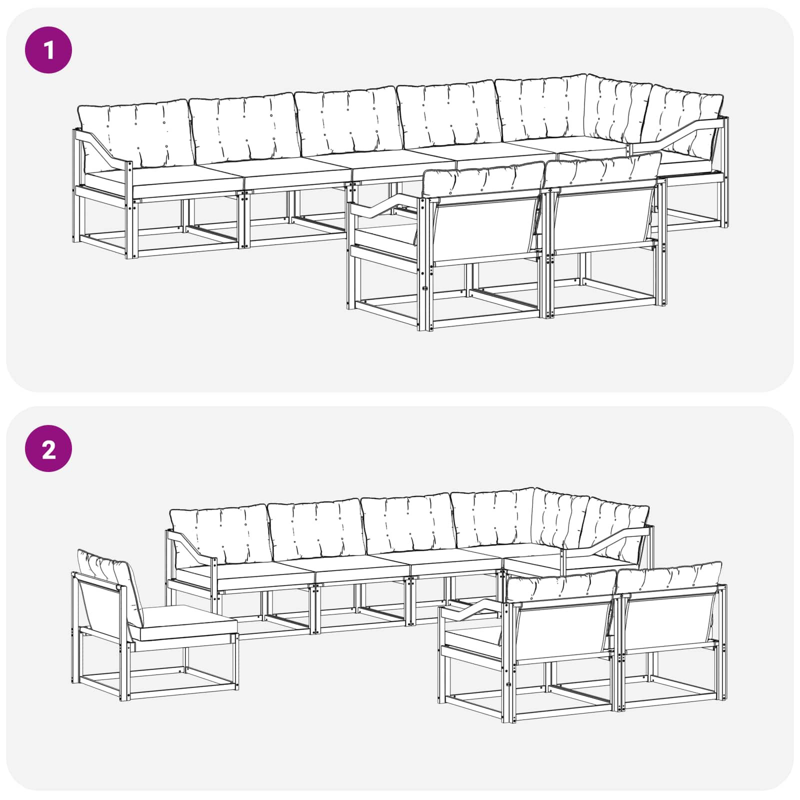 Set vanjskih sofa s jastukom 8 pcs Bijela i crna
