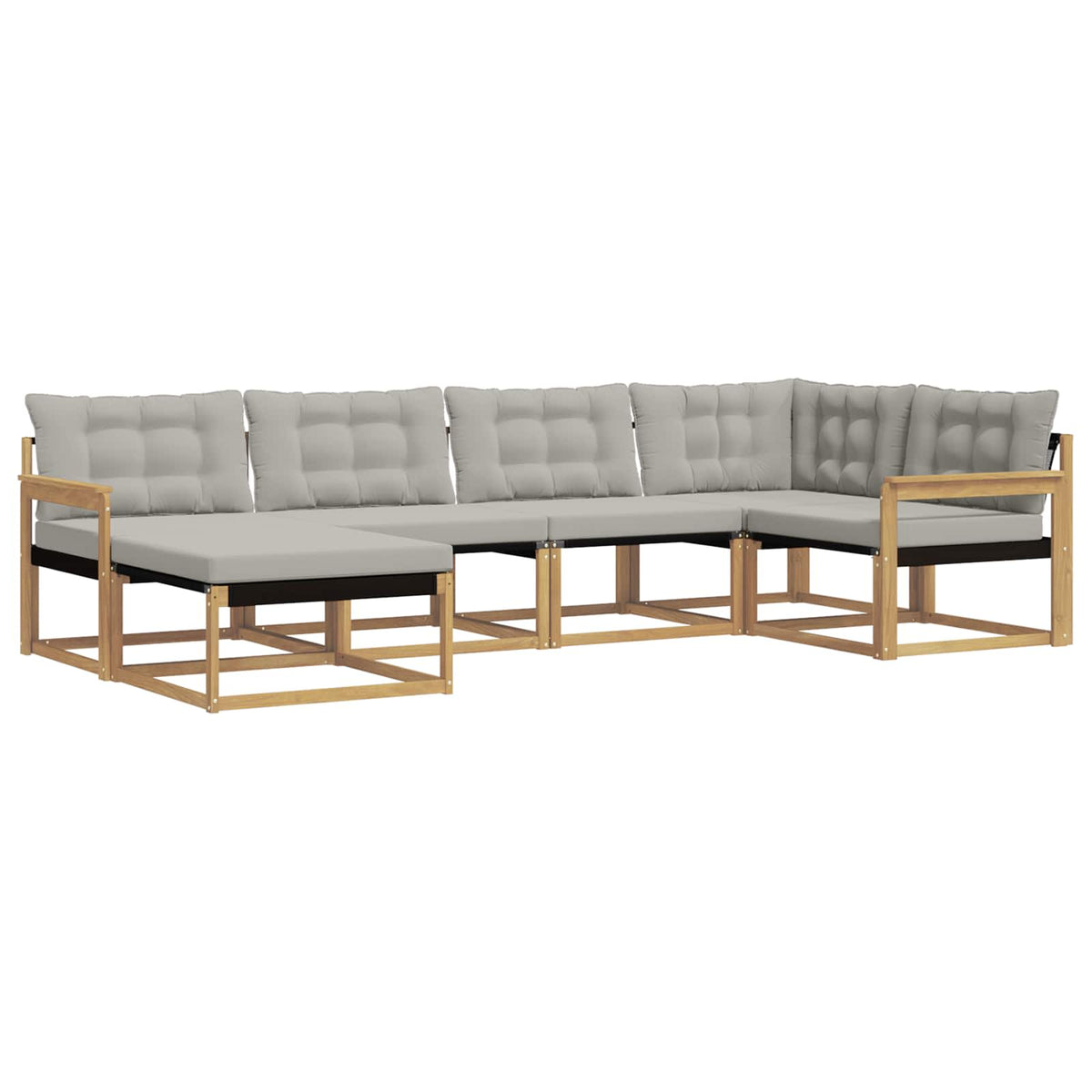 Set vanjskih sofa 6 kom. Bijela i svjetlosiva 327 x 168,5 x 73 cm