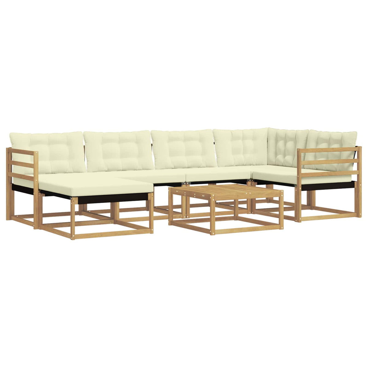 Set vanjskih sofa 7 kom. Bijela i krem Čvrsto drvo akacije 79 x 79 x 37 cm