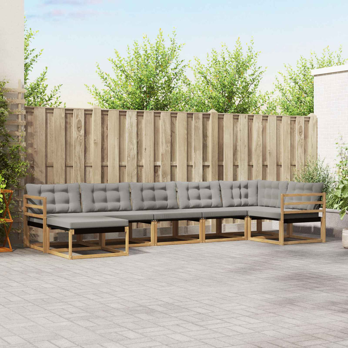 Set vanjskih sofa 7 kom. Bijela i svjetlosiva 404 x 166,5 x 73 cm