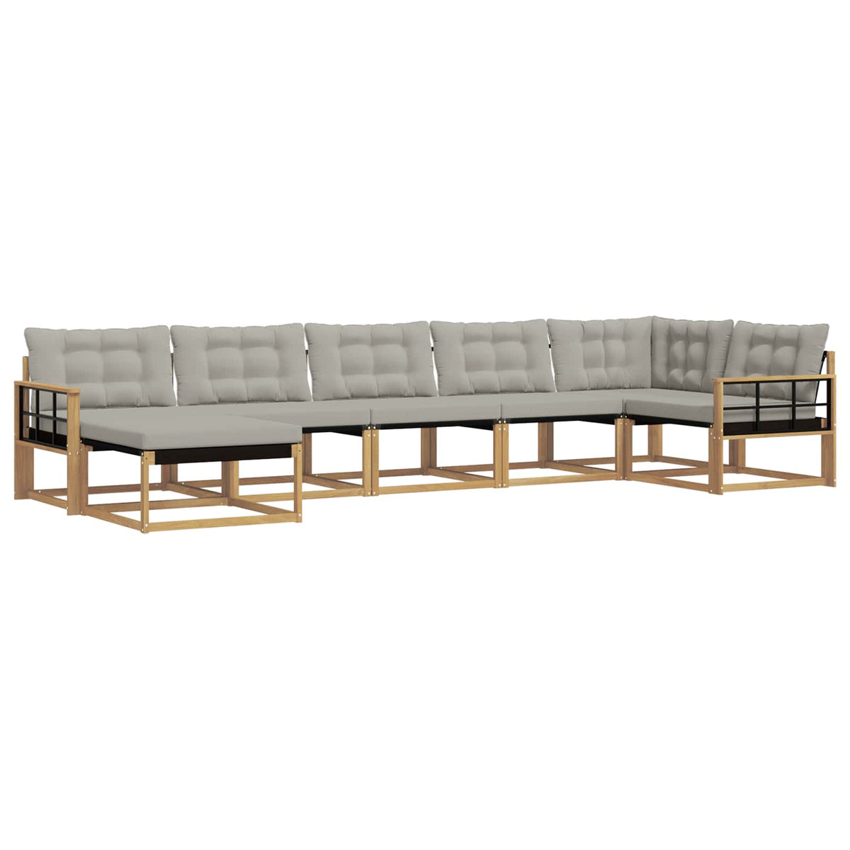 Set vanjskih sofa 7 kom. Bijela i svjetlosiva 406 x 168,5 x 73 cm