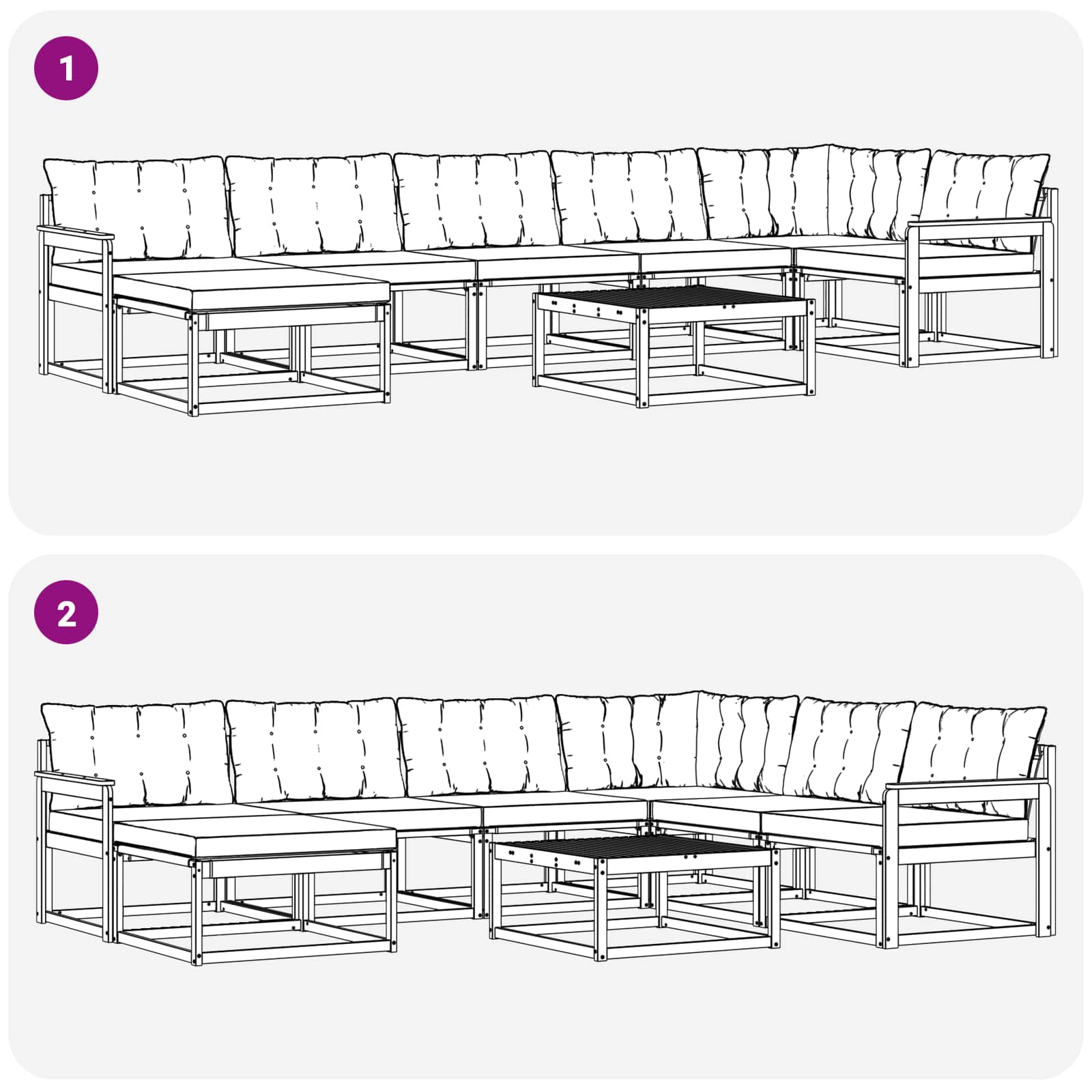 Set vanjskih sofa 8 pcs Bijela i bež Čvrsto drvo akacije