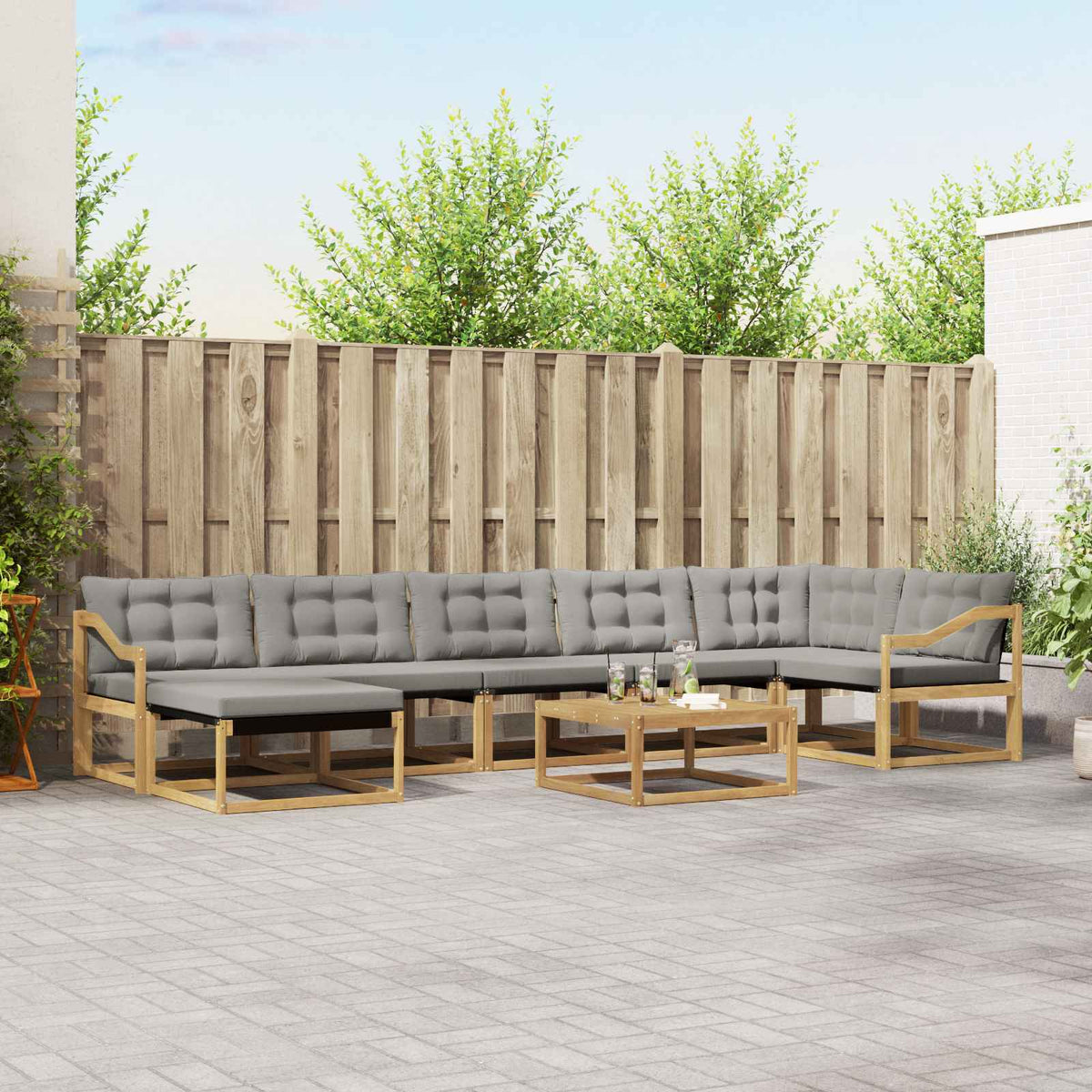 Set vanjskih sofa 8 kom. Bijela i svjetlosiva 79 x 79 x 37 cm