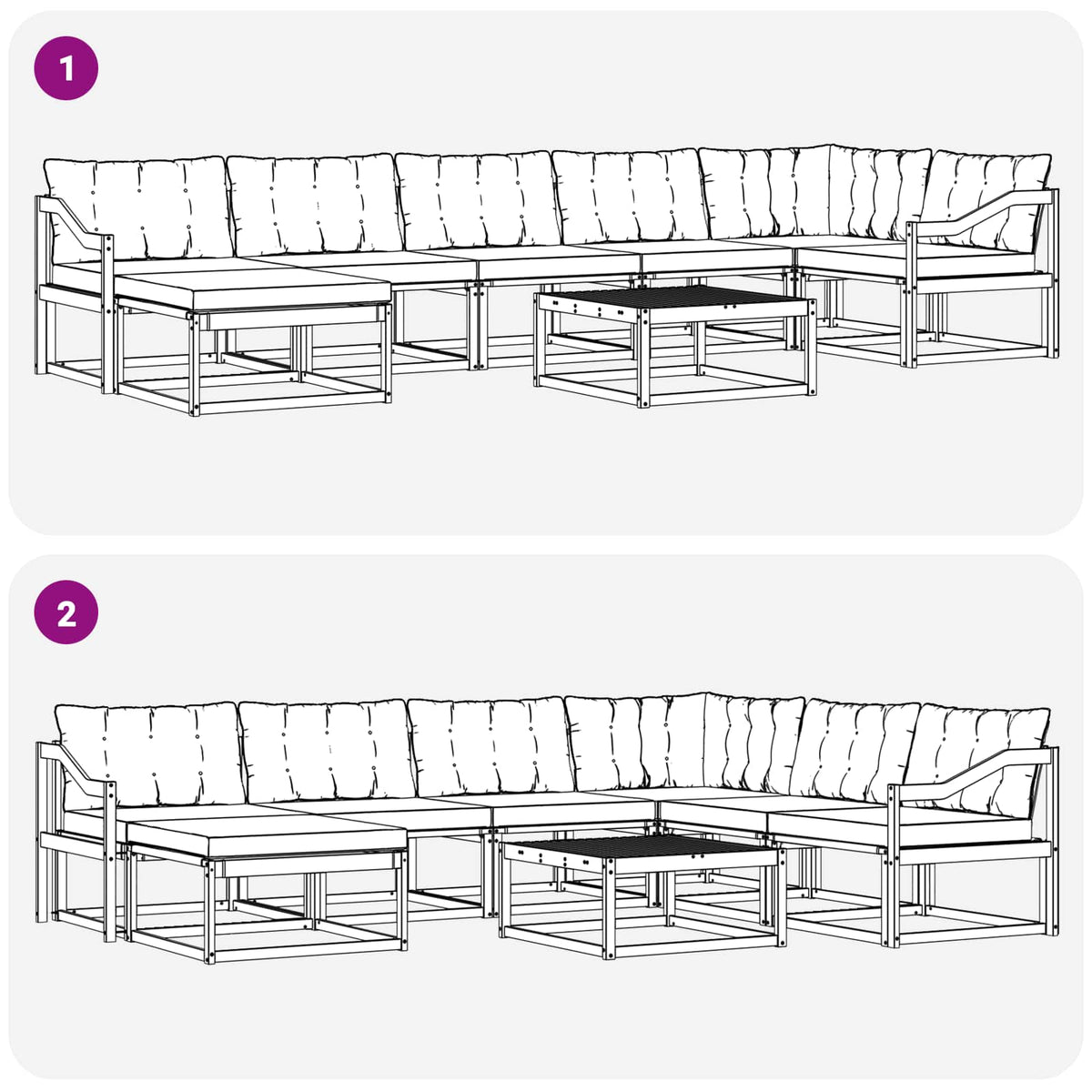 Set vanjskih sofa 8 kom. Bijela i svjetlosiva 79 x 79 x 37 cm