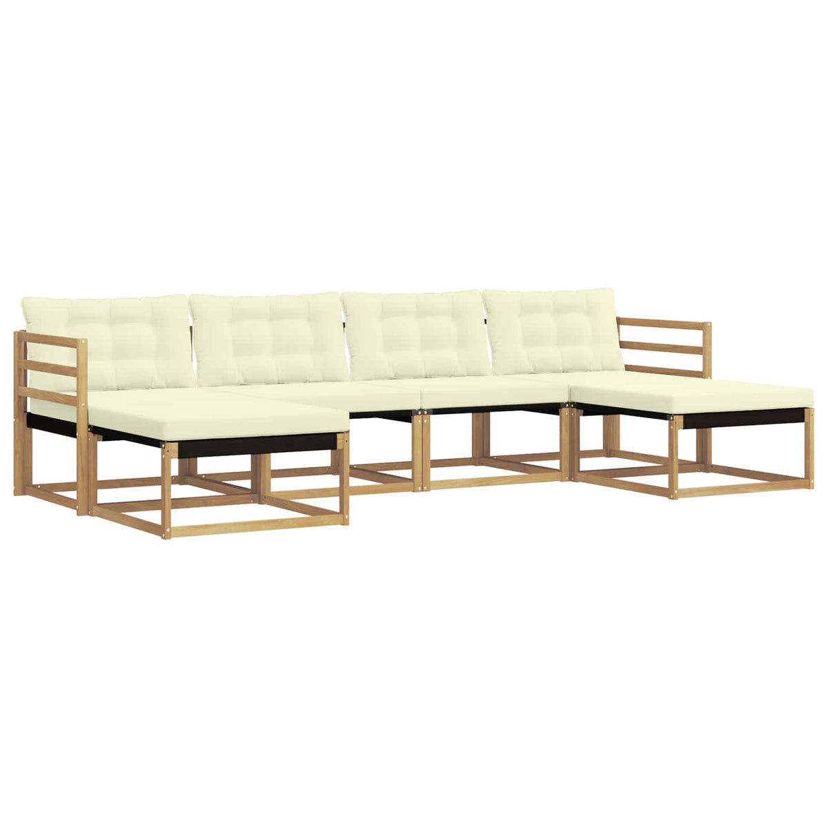 Set vanjskih sofa 6 kom. Bijela i krem Smeđa 325 x 162,5 x 73 cm