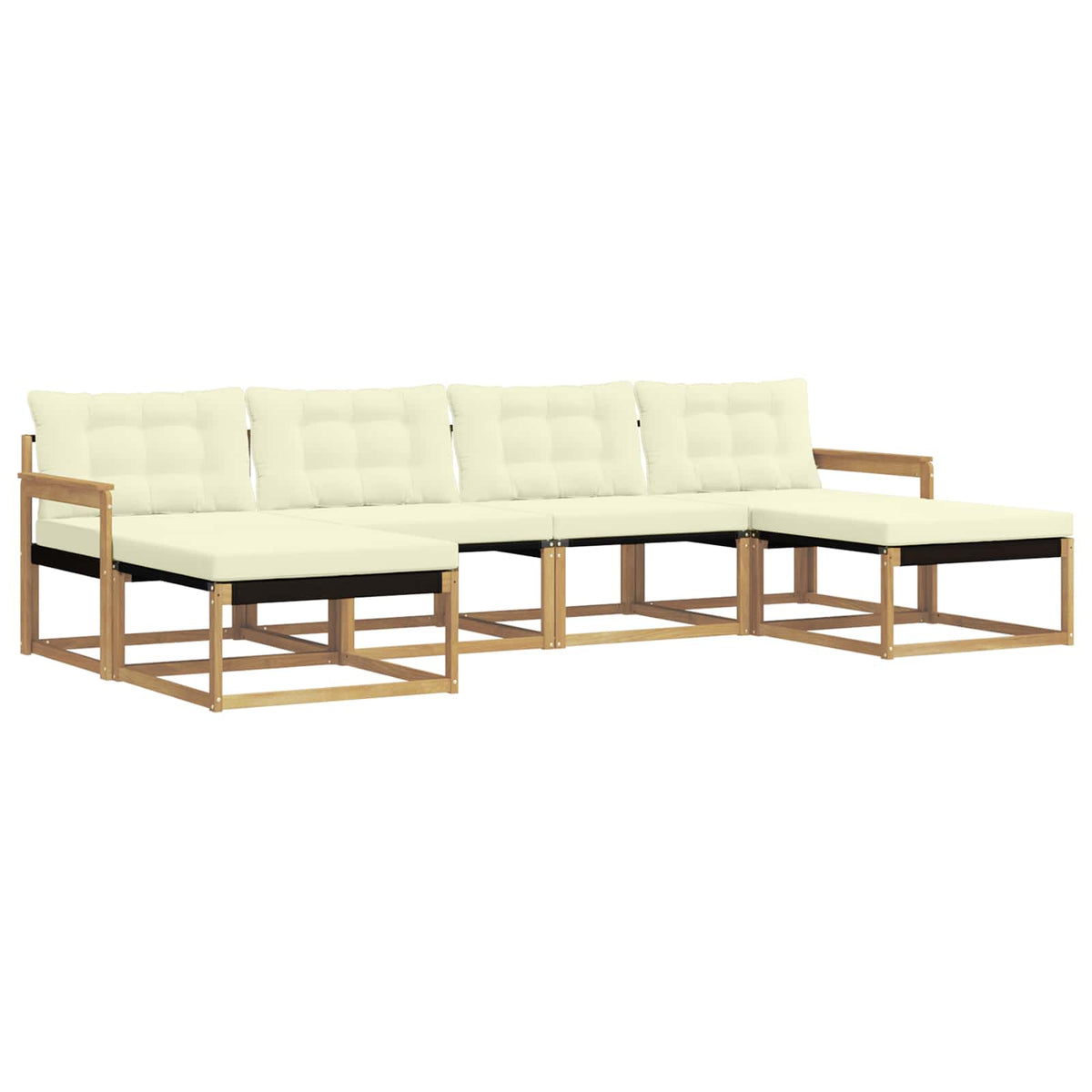 Set vanjskih sofa 6 kom. Bijela i krem Smeđa 329 x 162,5 x 73 cm