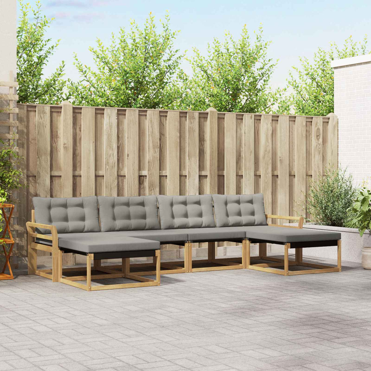 Set vanjskih sofa 6 kom. Bijela i svjetlosiva Smeđa 333 x 162,5 x 73 cm