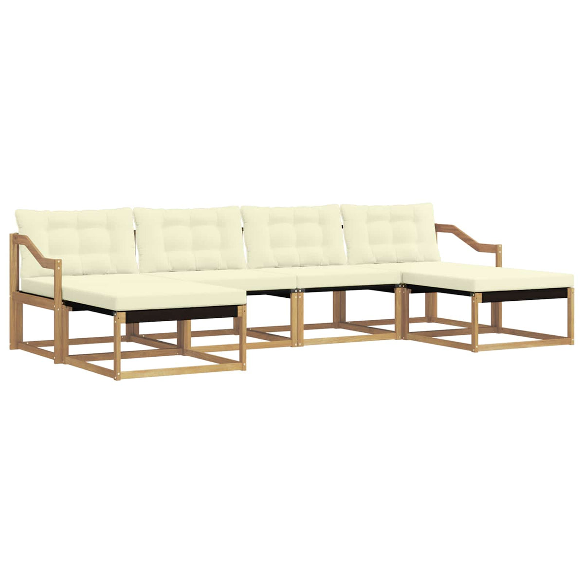 Set vanjskih sofa 6 kom. Bijela i krem Smeđa 325 x 162,5 x 73 cm