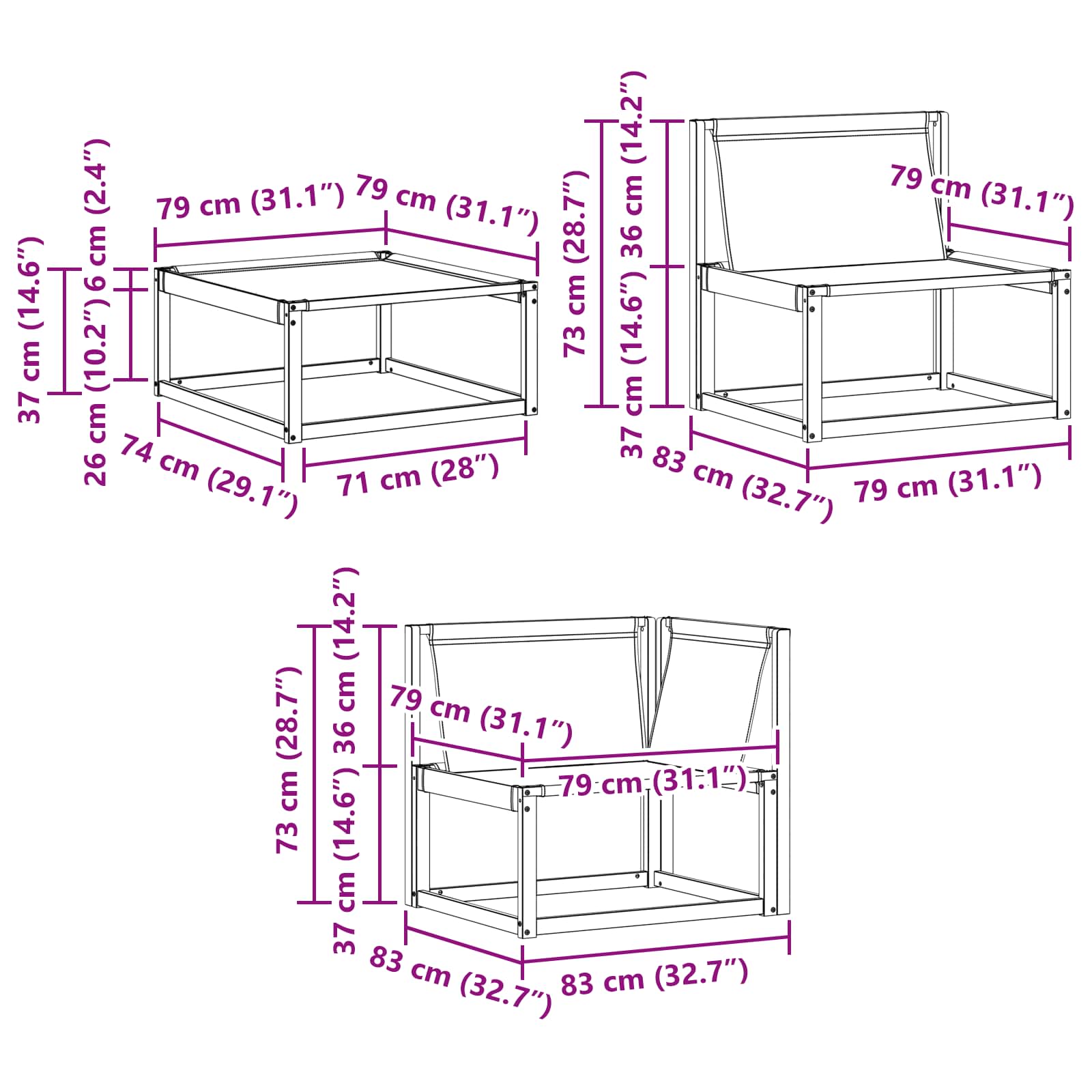 Set vanjskih sofa s jastukom 8 pcs Bijela i crna