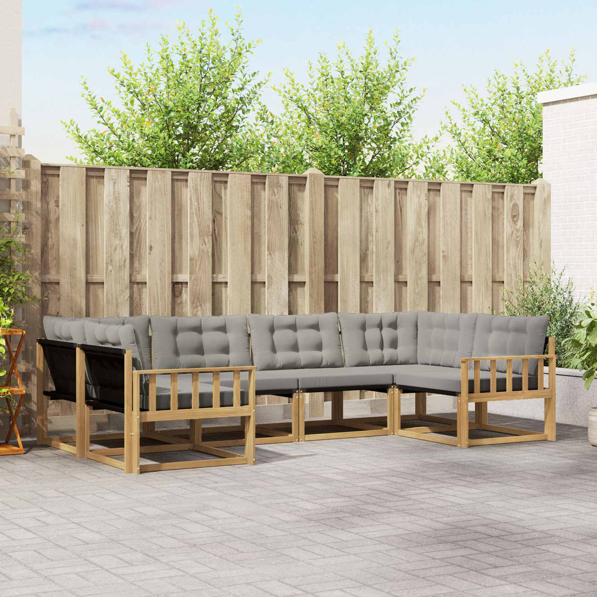 Set vanjskih sofa 6 kom. Bijela i svjetlosiva Smeđa 325 x 168,5 x 73 cm