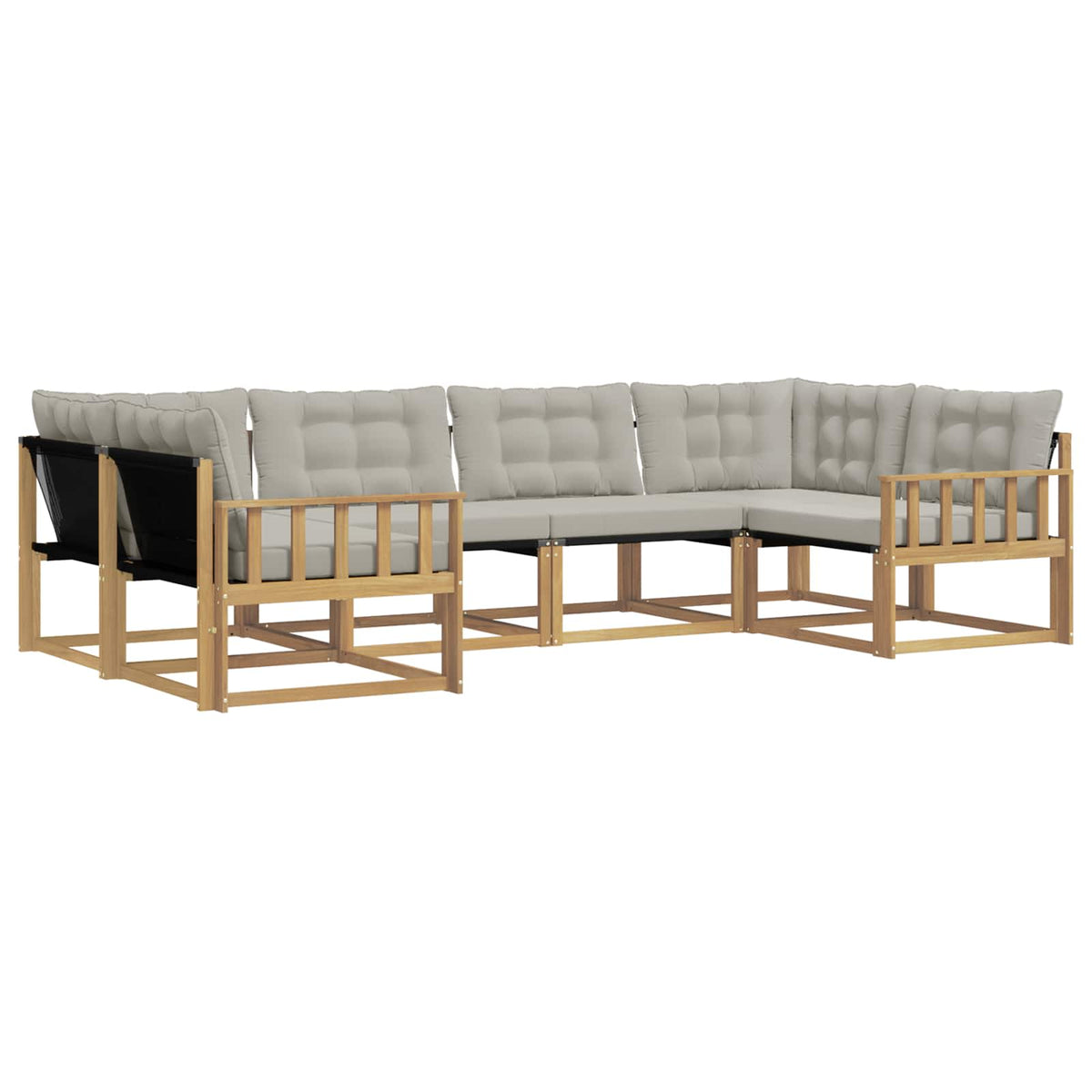 Set vanjskih sofa 6 kom. Bijela i svjetlosiva Smeđa 325 x 168,5 x 73 cm